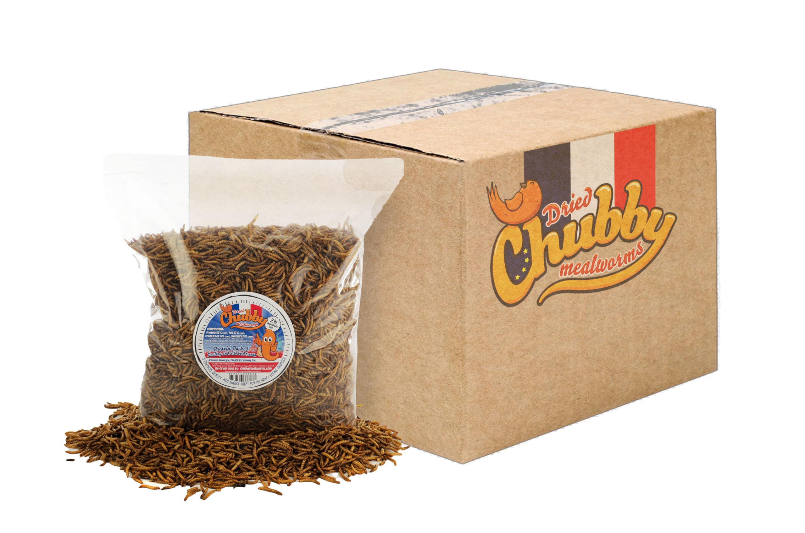 Chubby Dried Mealworms 24 Lbs - Grown in The EU - Non-GMO Mealworms for Chicken & Birds - Chicken Feed Treats for Laying Hens