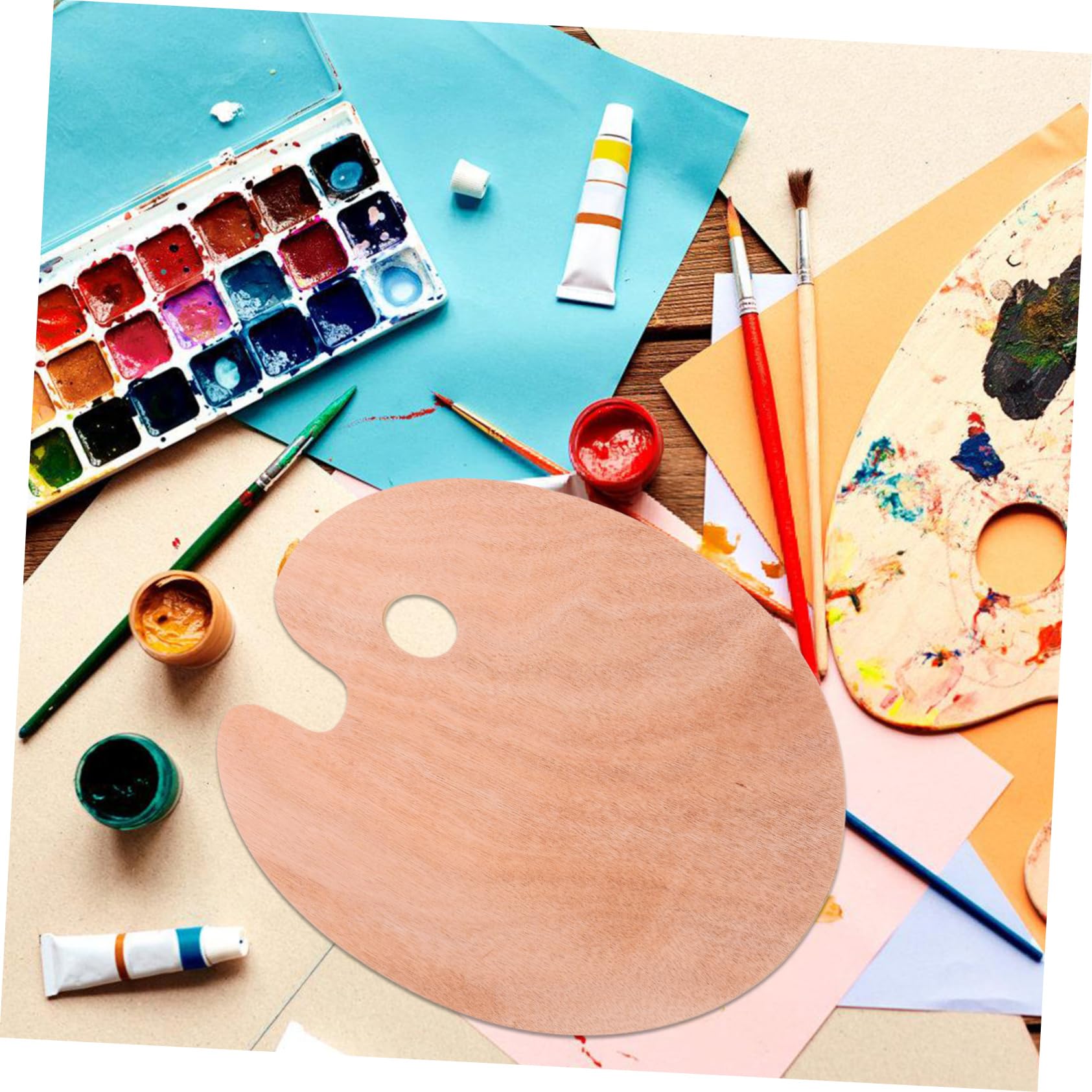 Veemoon 5 Pièces Palette Ovale avec Trou Pouce Palette Polyvalente pour Peinture à Huile Gouache et Surface Lisse Antiadhésive Robuste pour Artistes