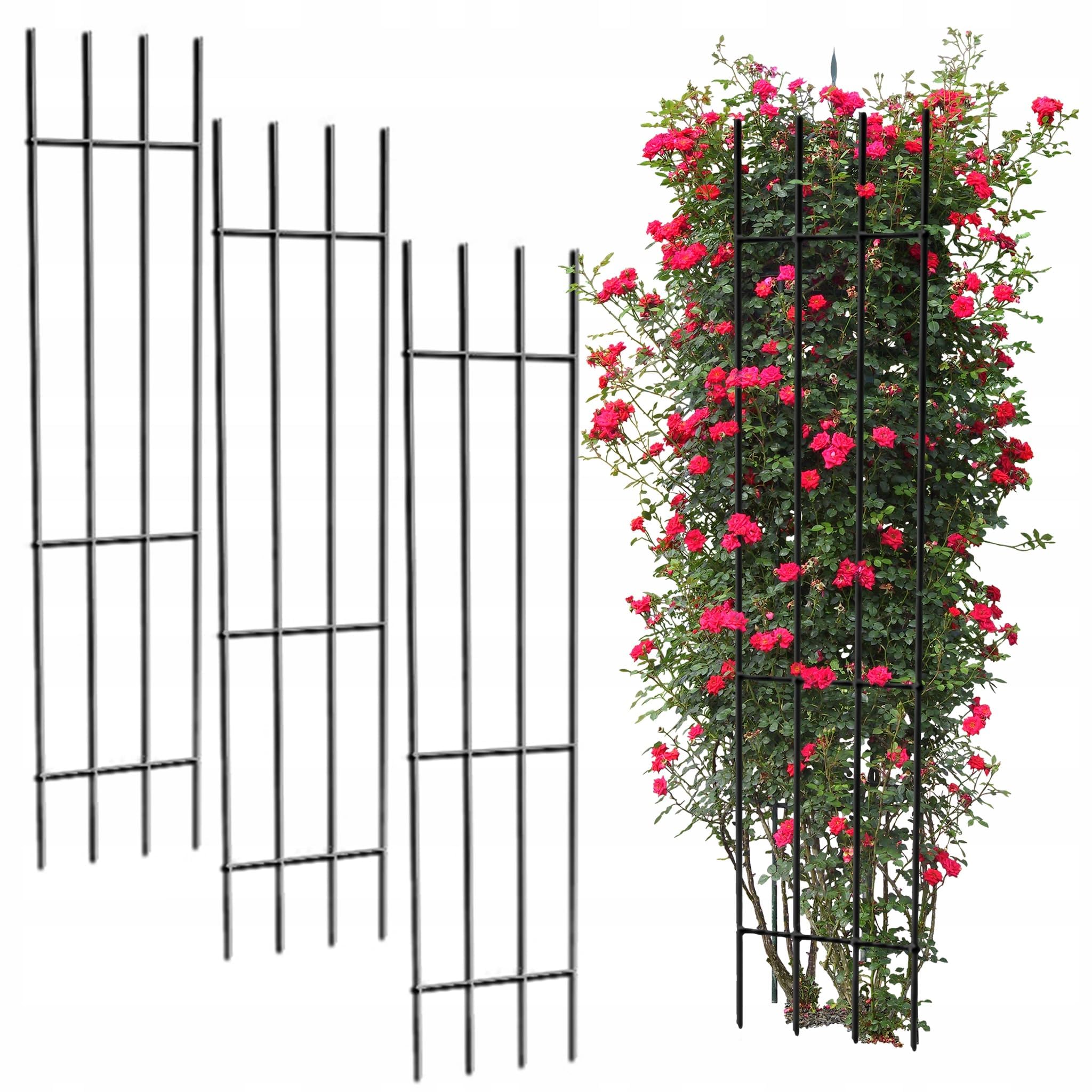 Kapaga – Lot de 3 Treillis pour Plantes grimpantes 150 cm – Tuteur de Jardin en métal – Support pour Plantes grimpantes, Fleurs et arbustes – Treillis extérieur décoratif – Noir | Support pour plantes grimpantes - Support de fleurs - Support pour plantes