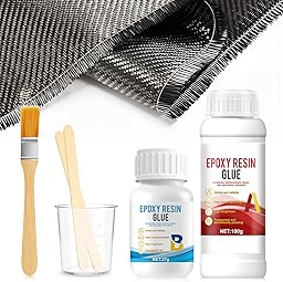 Kit de Réparation Ultra Rapide en Fibre de Carbone, Kit de Résine Époxy et Tissu en Fibre de Carbone, Fibre de Carbone pour Renforcement et Réparation D'automobiles, Motos, Navires