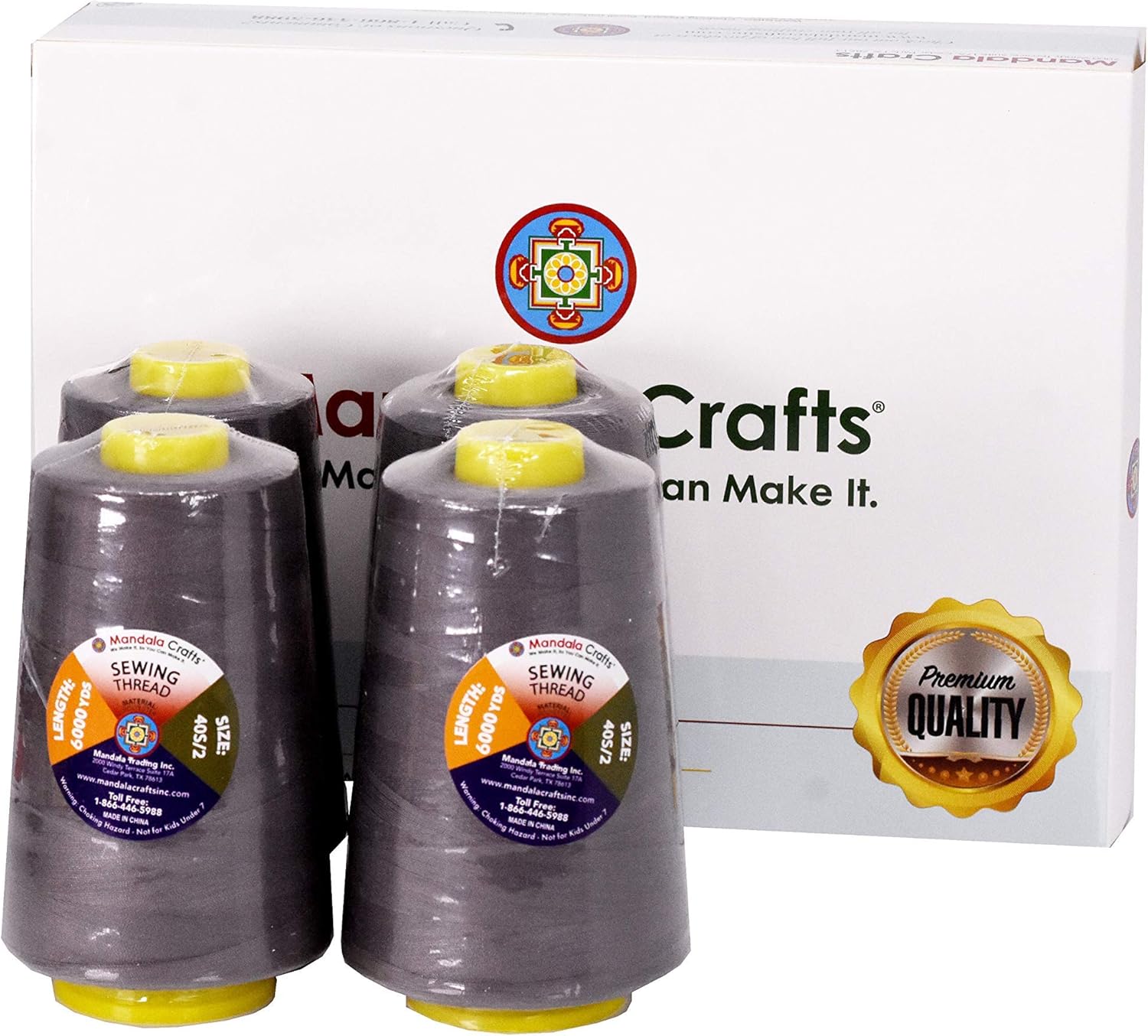 Mandala Crafts All Purpose Sewing Thread from Polyester for Serger Overlock Quilting Sewing Machine 40S/2 Bundle (2 Items)