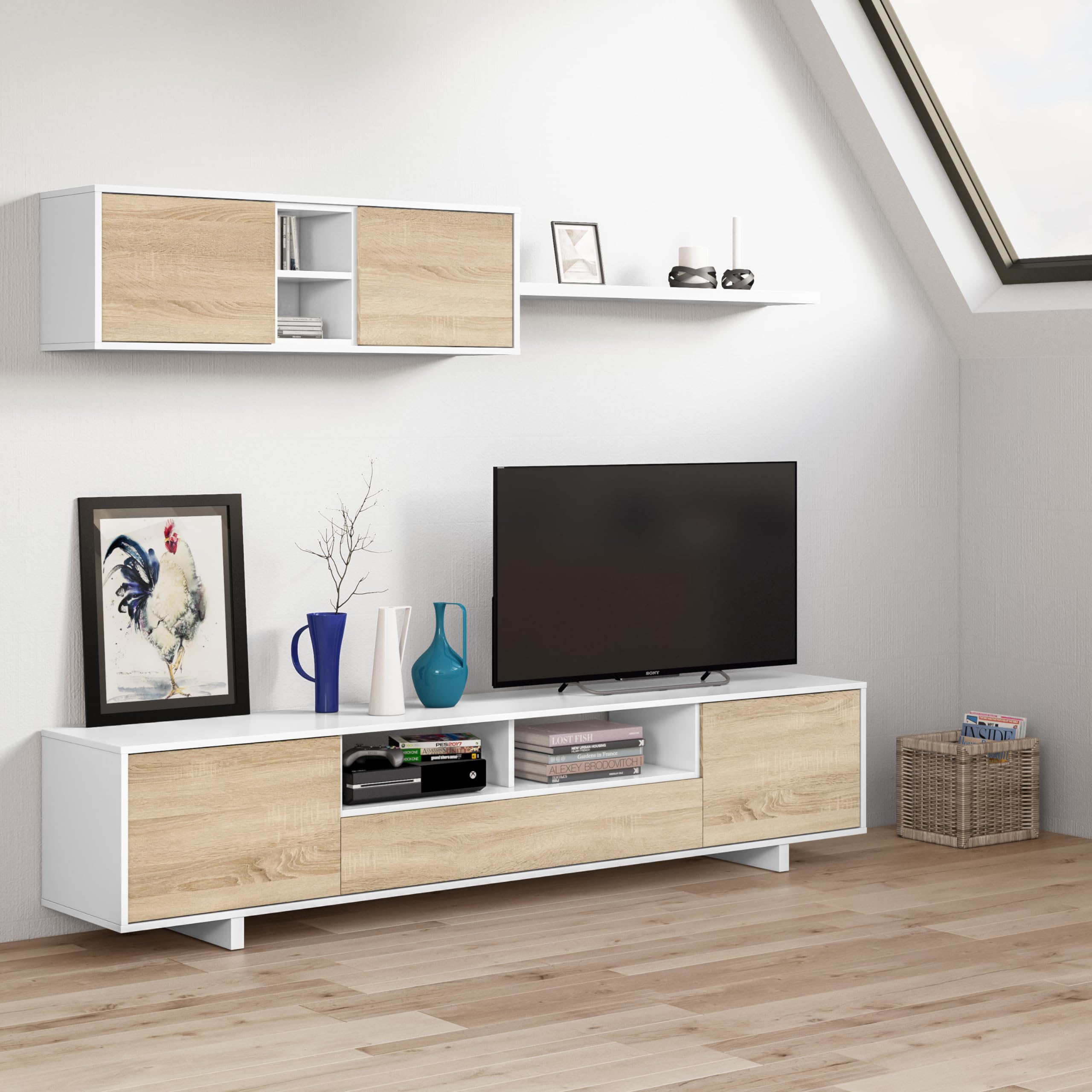 Habitdesign Mueble Salón Belus Estilo Nórdico 200x41 cm