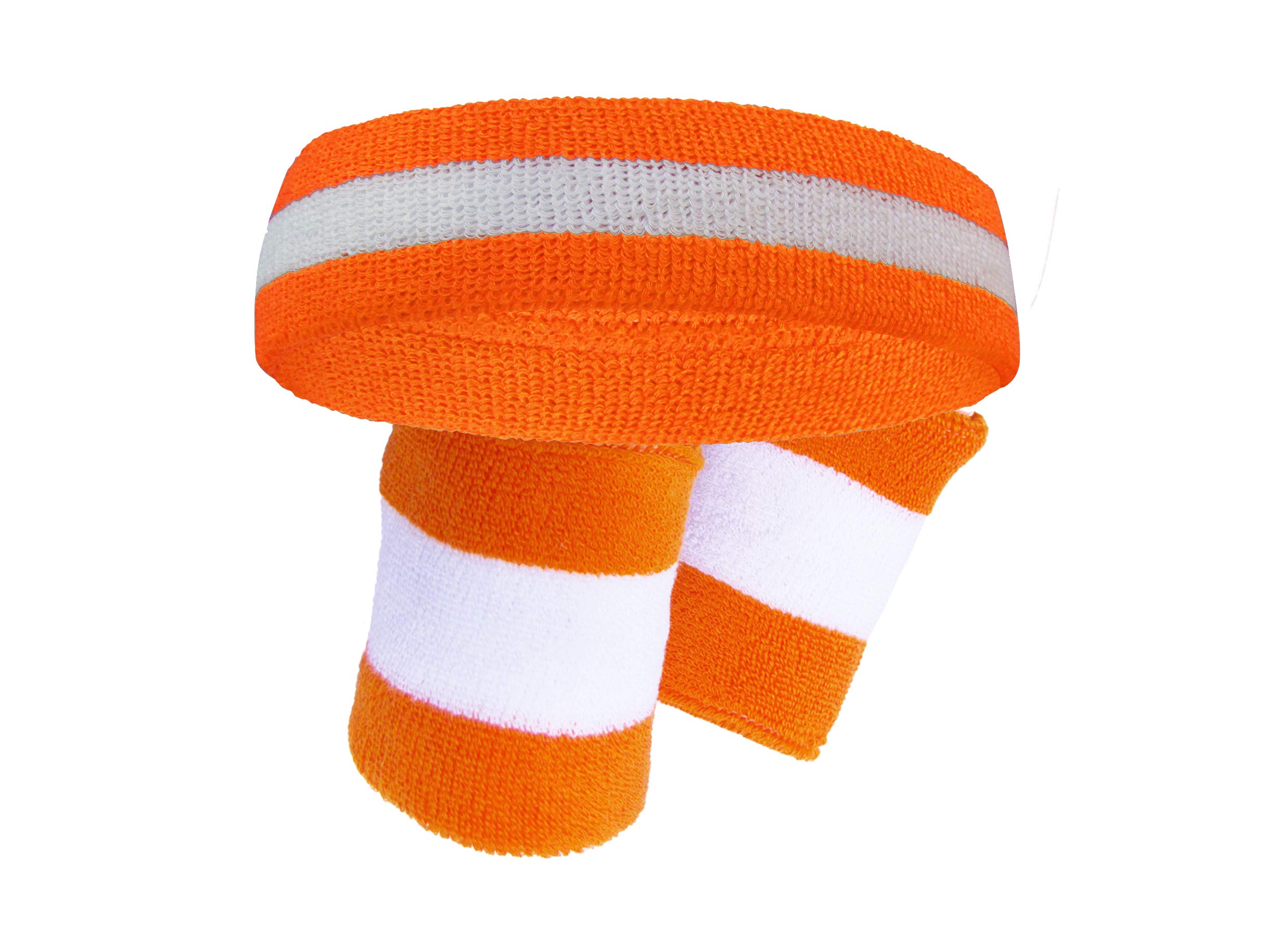 COUVERSemi-pro Jackie Moon Orange Striped Sweat Headband Wristband Set