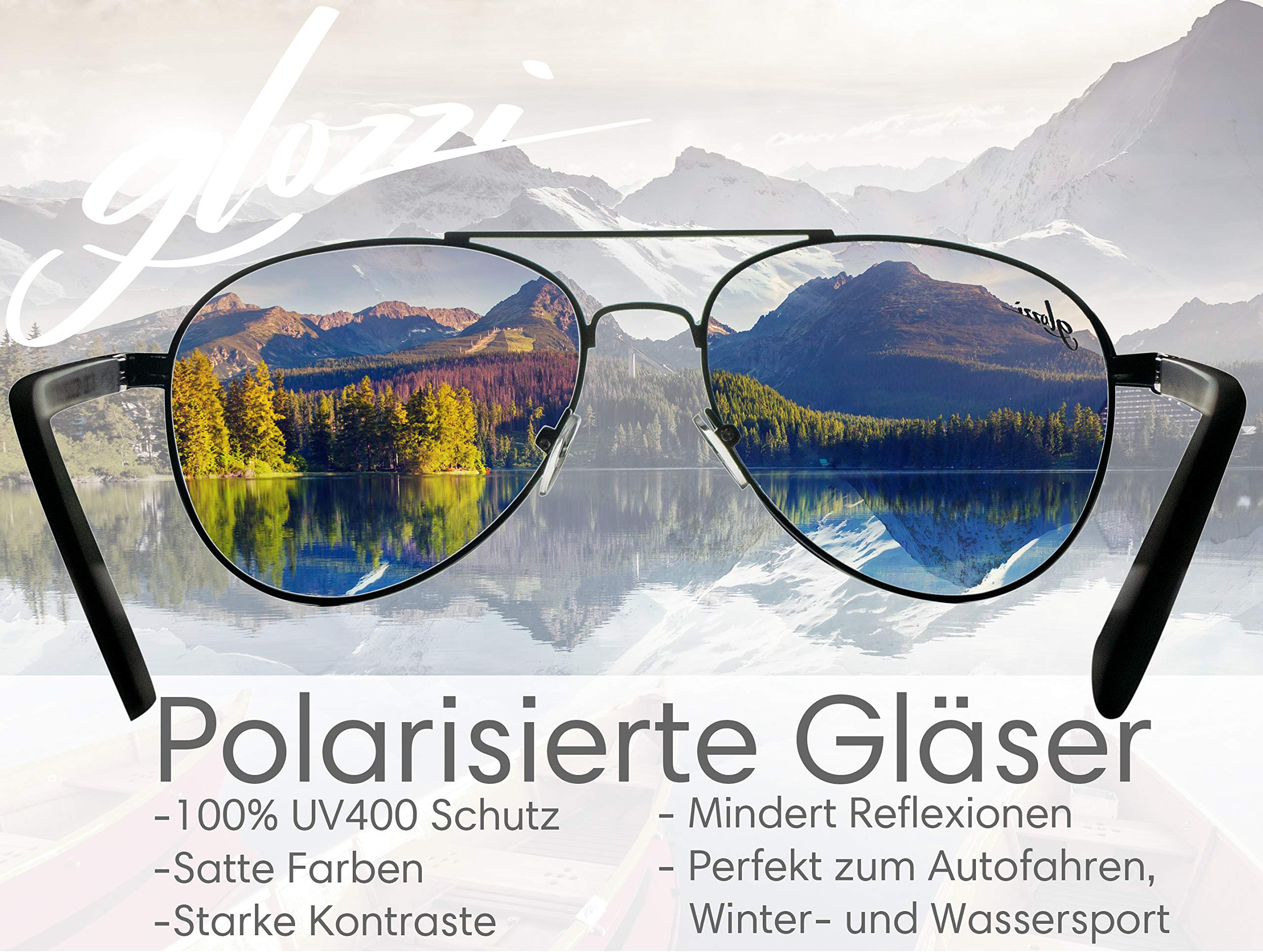 Holz Pilotenbrille Sonnenbrille Polarisiert für Herren und Damen mit Etui