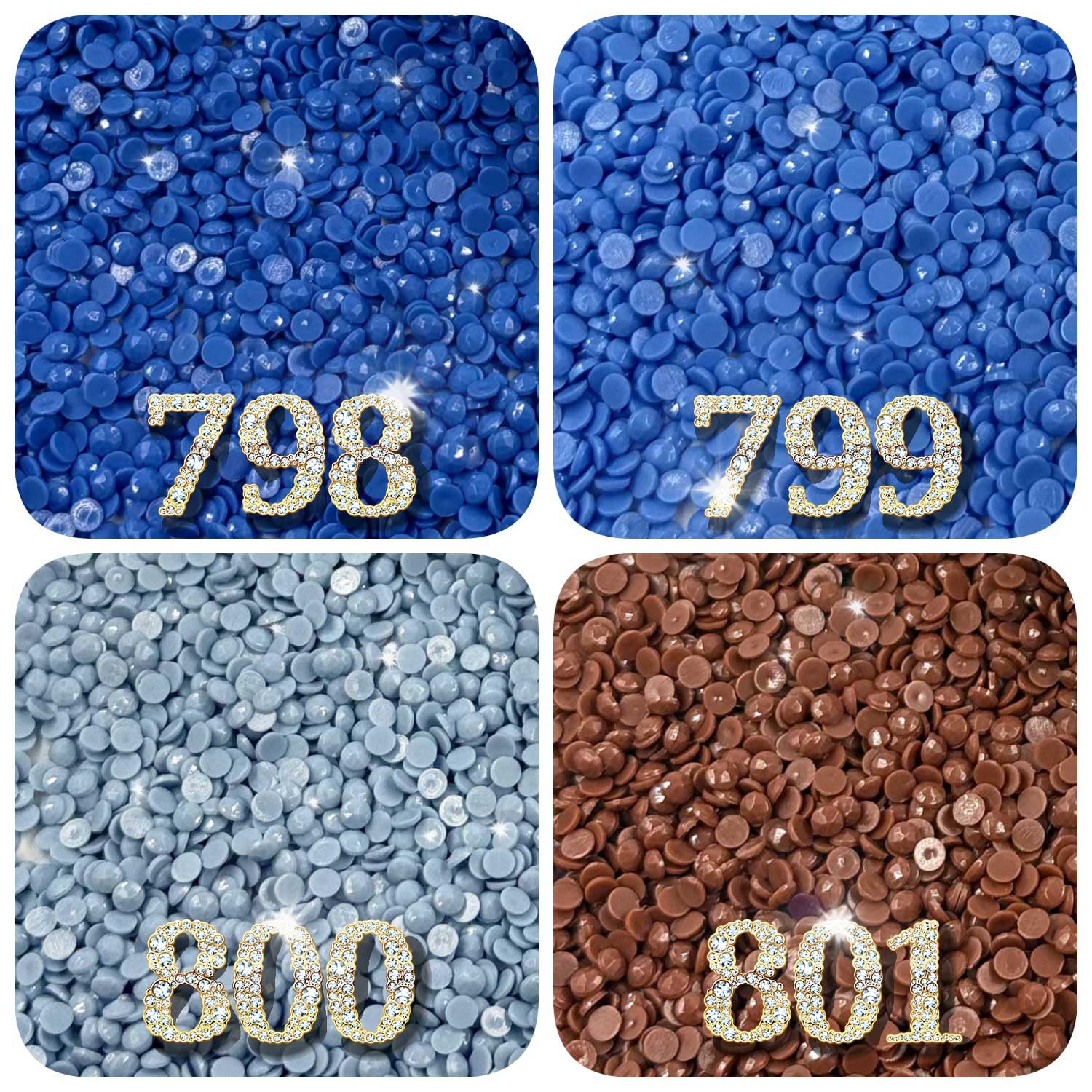 Diamonds Painting Accessories,Replacement for Missing Round Drills 798 799 800 801,Rhinestone Resin Diamond Drill,4 Colors Beads Gems Stones,3500pcs per Color