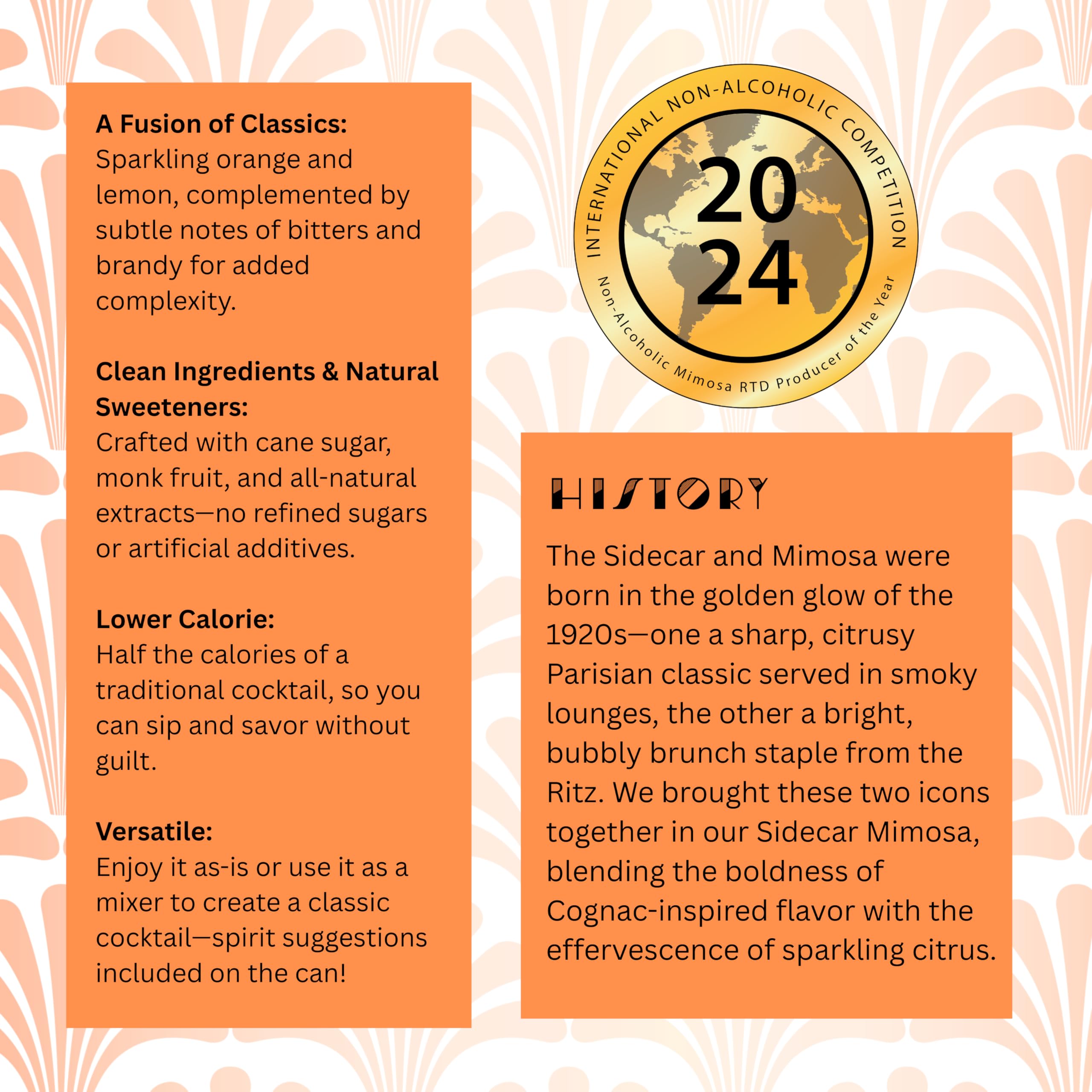 Blind Tiger Sidecar Mimosa 4-Pack | Orange, Lemon & Bitters Non-Alcoholic Sparkling Mocktail| Crafted with Natural Ingredients | Mixers, Cocktails, Mocktails | 8.4 fl oz Cans