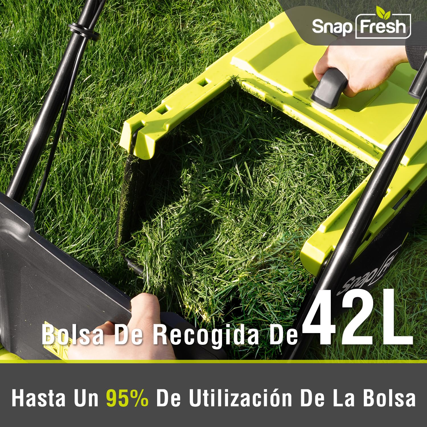 SnapFresh Cortacésped a batería inalámbrico (40V, 38cm Ancho de Corte, Brushless, 45L Bolsa recolectora, 25-75 mm Altura de Corte, con 2 x 20V x 4,0 Ah batería y Cargador)