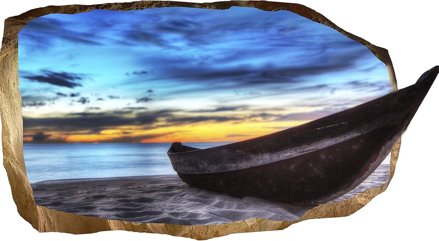 Startonight 3D Mural Wall Art Photo Decor Boat in Your Room Amazing Dual View Surprise Large Wall Mural Wallpaper for Living Room or Bedroom Beach Wall Art 120 x 220 cm