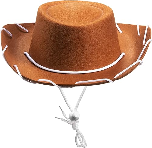 Sombrero de vaquero de fieltro marrón para niños, (paquete de 2) accesorio de disfraz de cosplay para niños con temática occidental para suministros