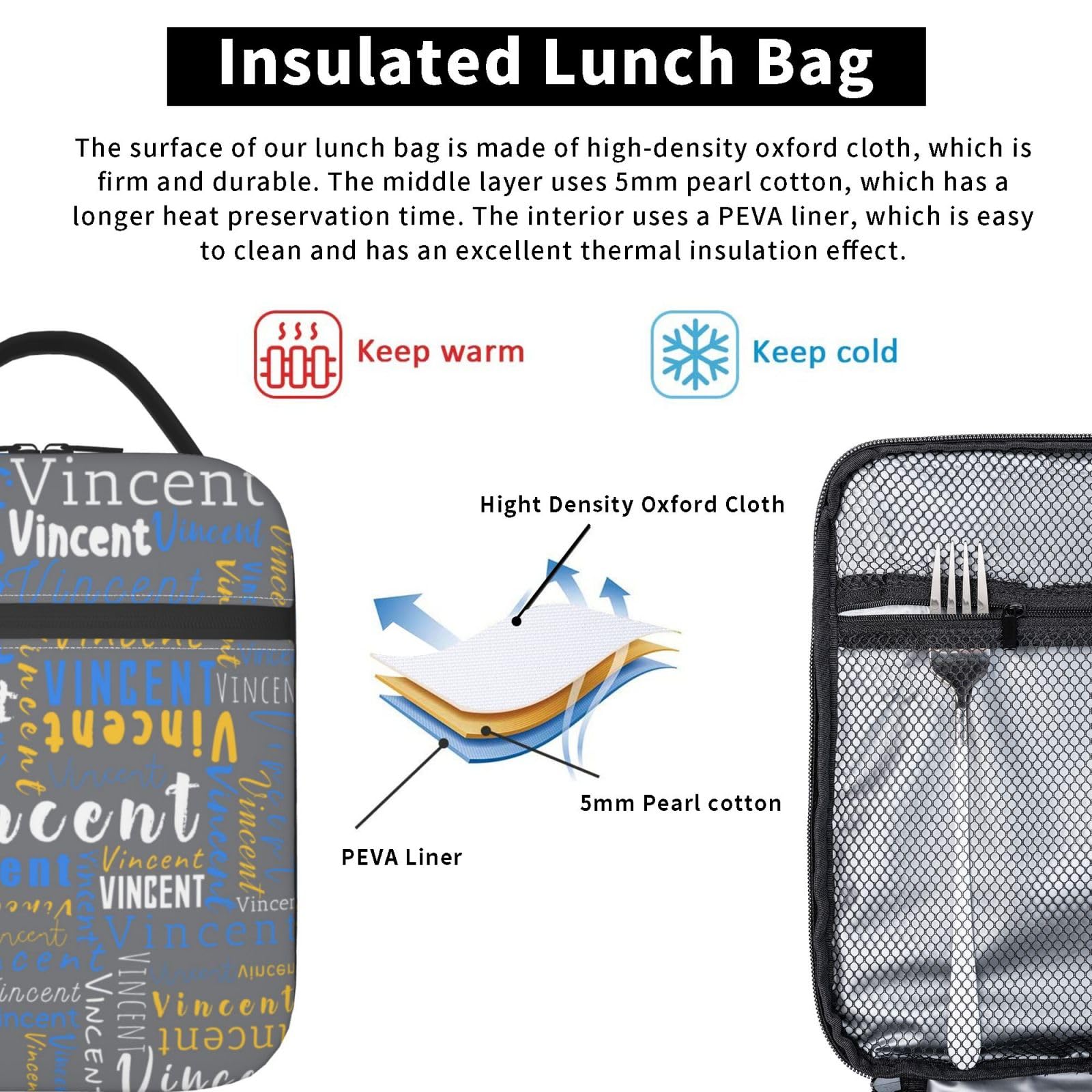 Borsa Termica Per Il Pranzo Da 6,5L - Impermeabile, A Prova Di Perdite, Con Tasche, Per Scuola, Ufficio E Picnic - Uomo, Donna, Bambino - 4
