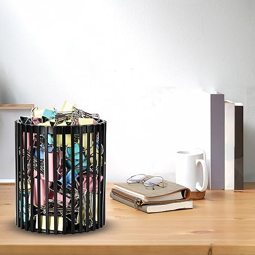 Miniatura 5 de Soporte para bolígrafo negro para escritorio, vaso de metal para lápices, lindo vaso de brochas de maquillaje, soporte para brochas de maquillaje de