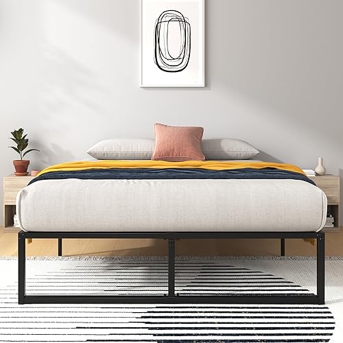 Miniatura 52 de Zinus plataforma de cama/Base de colchón de 14 pulgadas, no necesita sommier/soporte de rejilla de acero, cama doble, Acero, Negro
