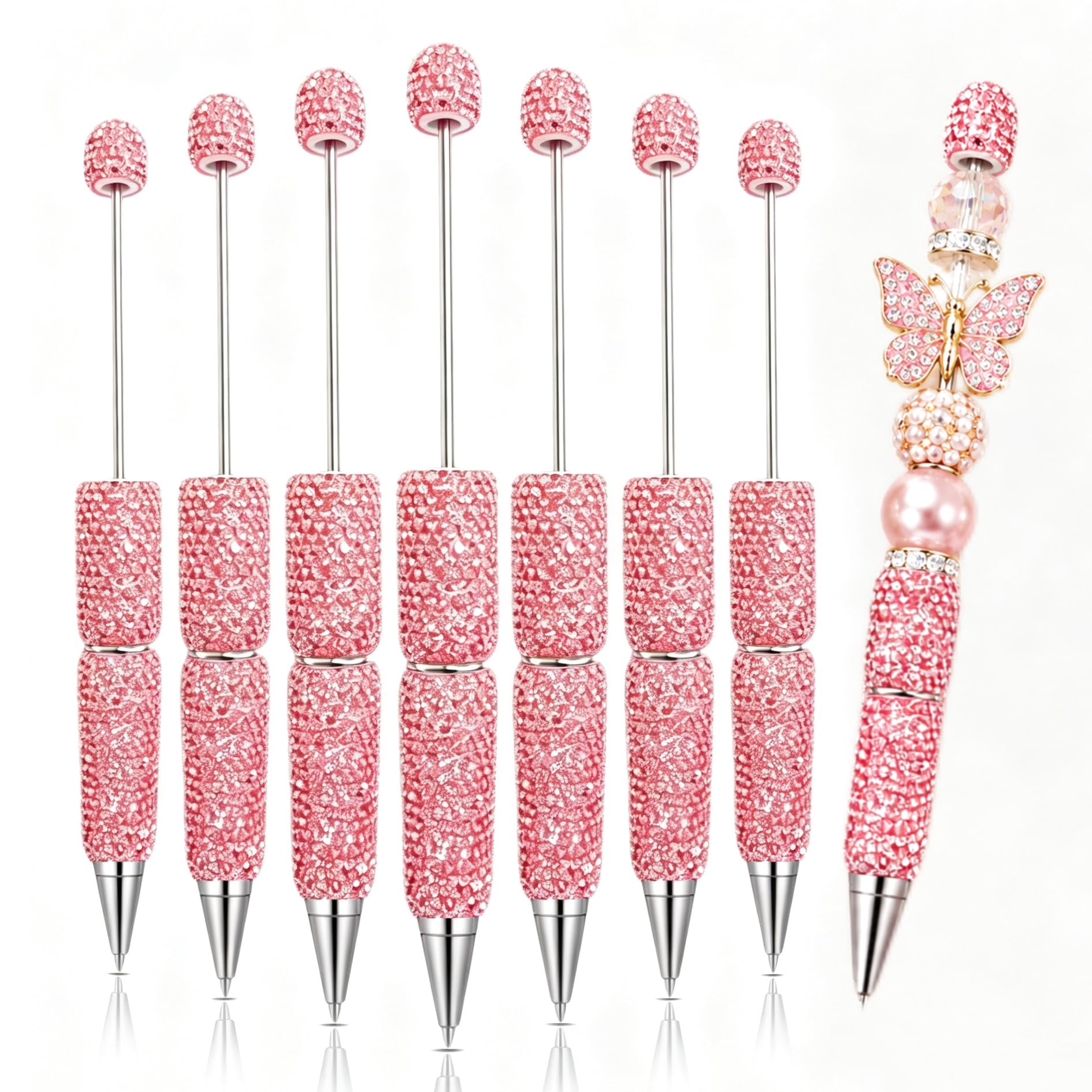 Glitzerstifte mit Strasssteinen, für Perlen, niedlicher Journaling-Stift für Frauen, lustiger glitzernder Kugelschreiber, Tween-Mädchen, Geschenke, trendige Sachen, Rosa, 7 Stück