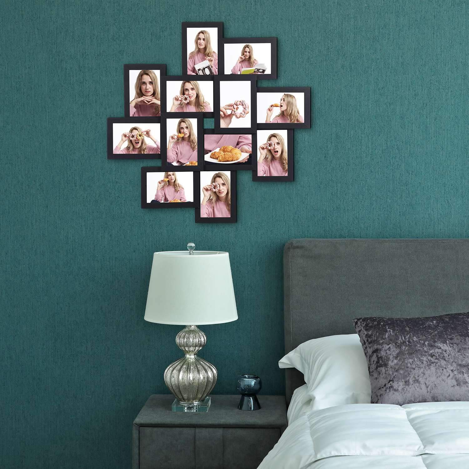 SONGMICS Picture Frame Collage for 12 Photos in 4 x 6 Inches, Assembly