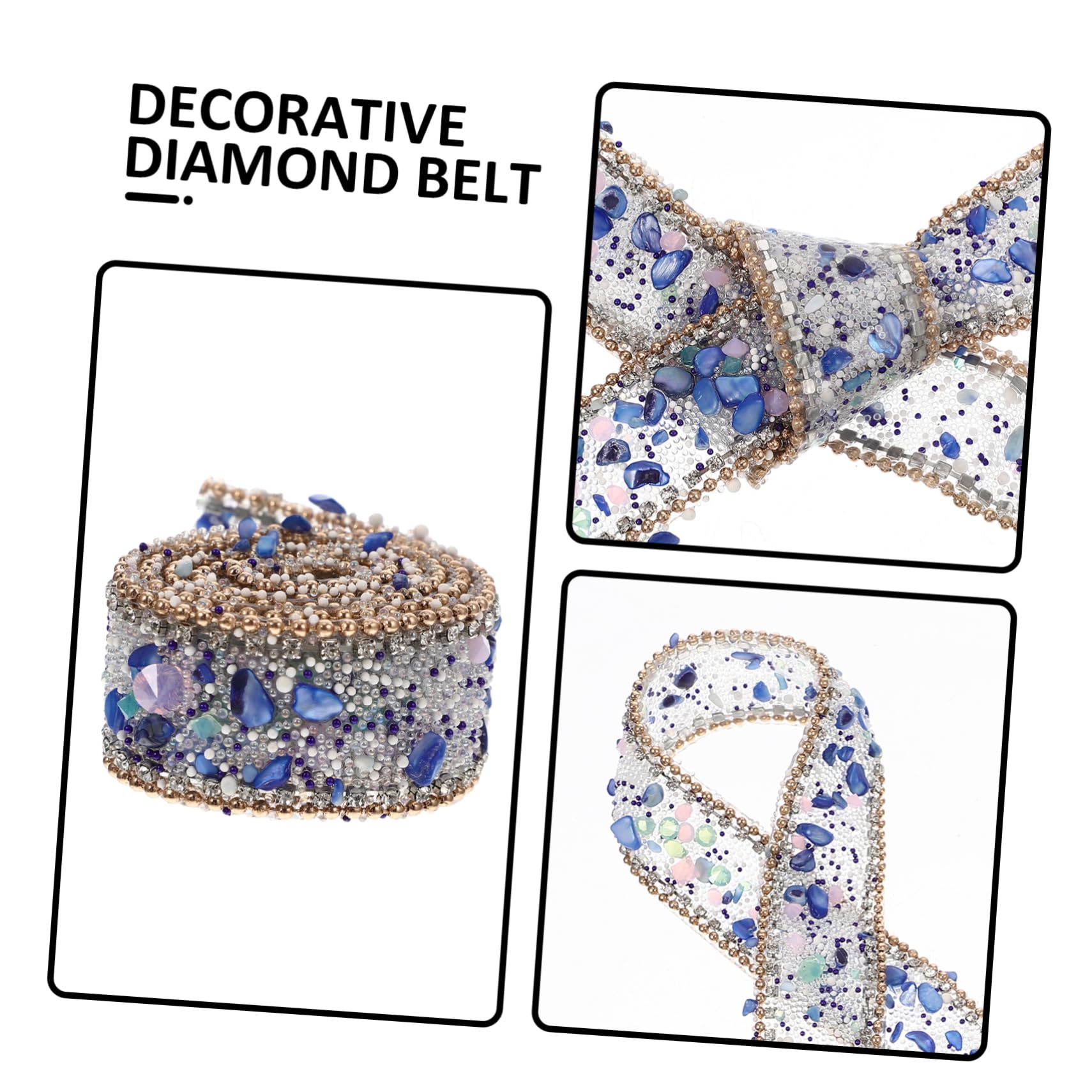 Tofficu 5rollen Dekoratives Strassband Für Kleidung Handgefertigtes Rhinestone Band Mit Goldperlen Lange Bastel-dekoration Für Hochzeiten Und Feste