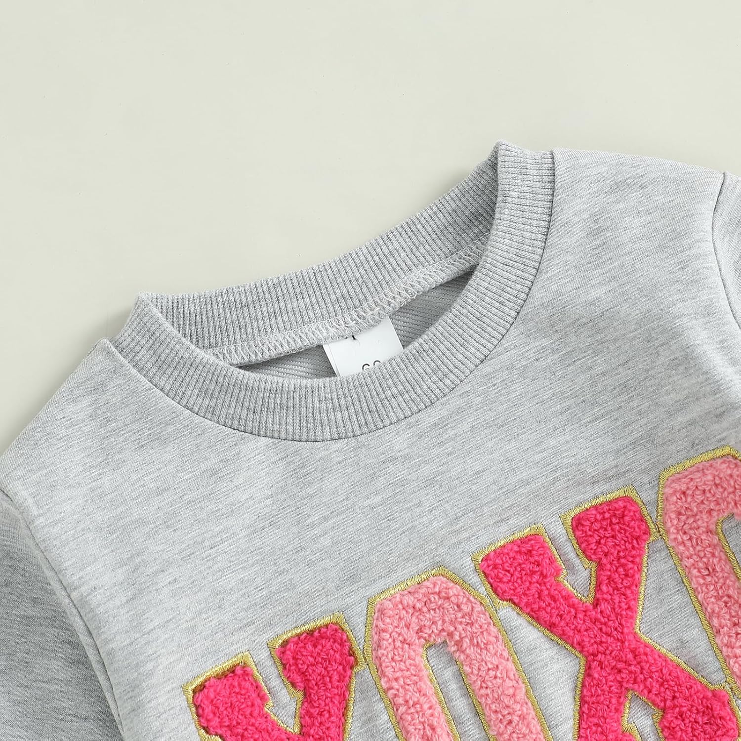 Family Matching Mommy and Me Valentine's Sweatshirt Long Sleeve Crewneck Embroidery Pullover Top - Image 3