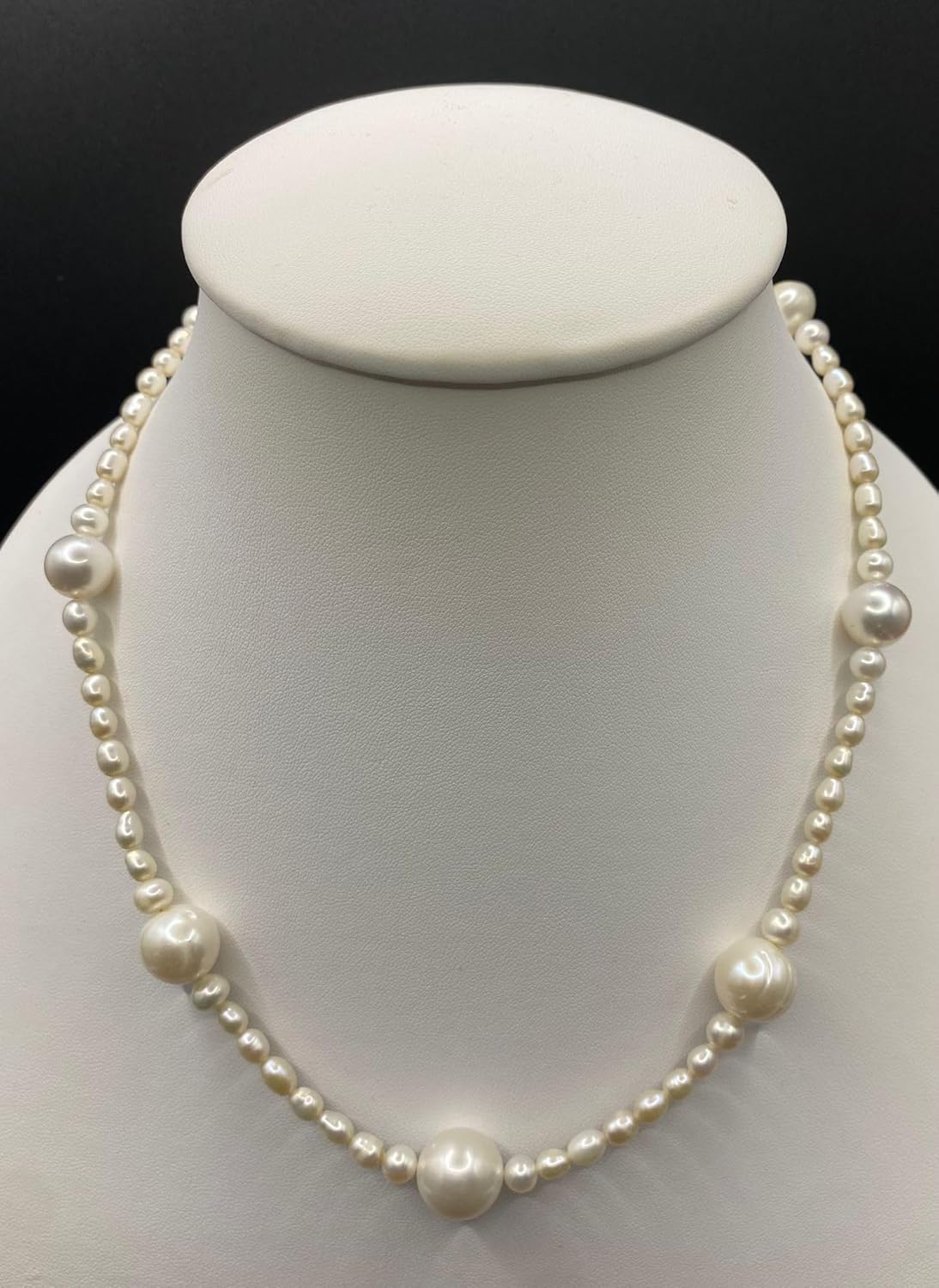 Freshwater Pearl Necklace for Women 20 Inch | Handcrafted Natural White Pearl Strand with 925 Sterling Silver Clasp | Elegant Real Pearl Jewelry| 40g