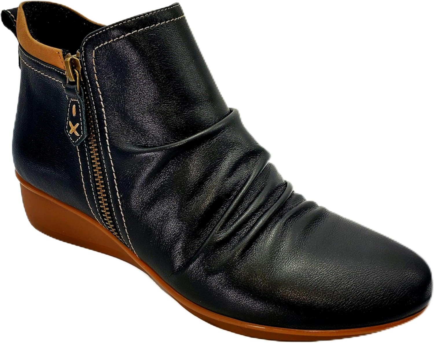 Revere Plymouth Women's Wedge Ankle Booties – Premium Leather with Contoured Arch Support and Customizable Orthotic-Friendly Design