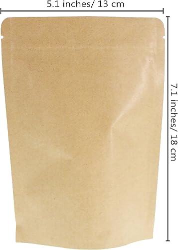 Miniatura 3 de SumDirect - Bolsas de papel kraft de 5.0 x 7.0in, 50 bolsas de papel con cierre de aluminio forradas para embalar cereales dulces galletas alimentos