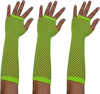 Fishnet Gloves Fingerless for Women, Fish Net Gloves, Mesh Arm Warmers for Emo or Goth & 80s or 90S Party W-N-NG2