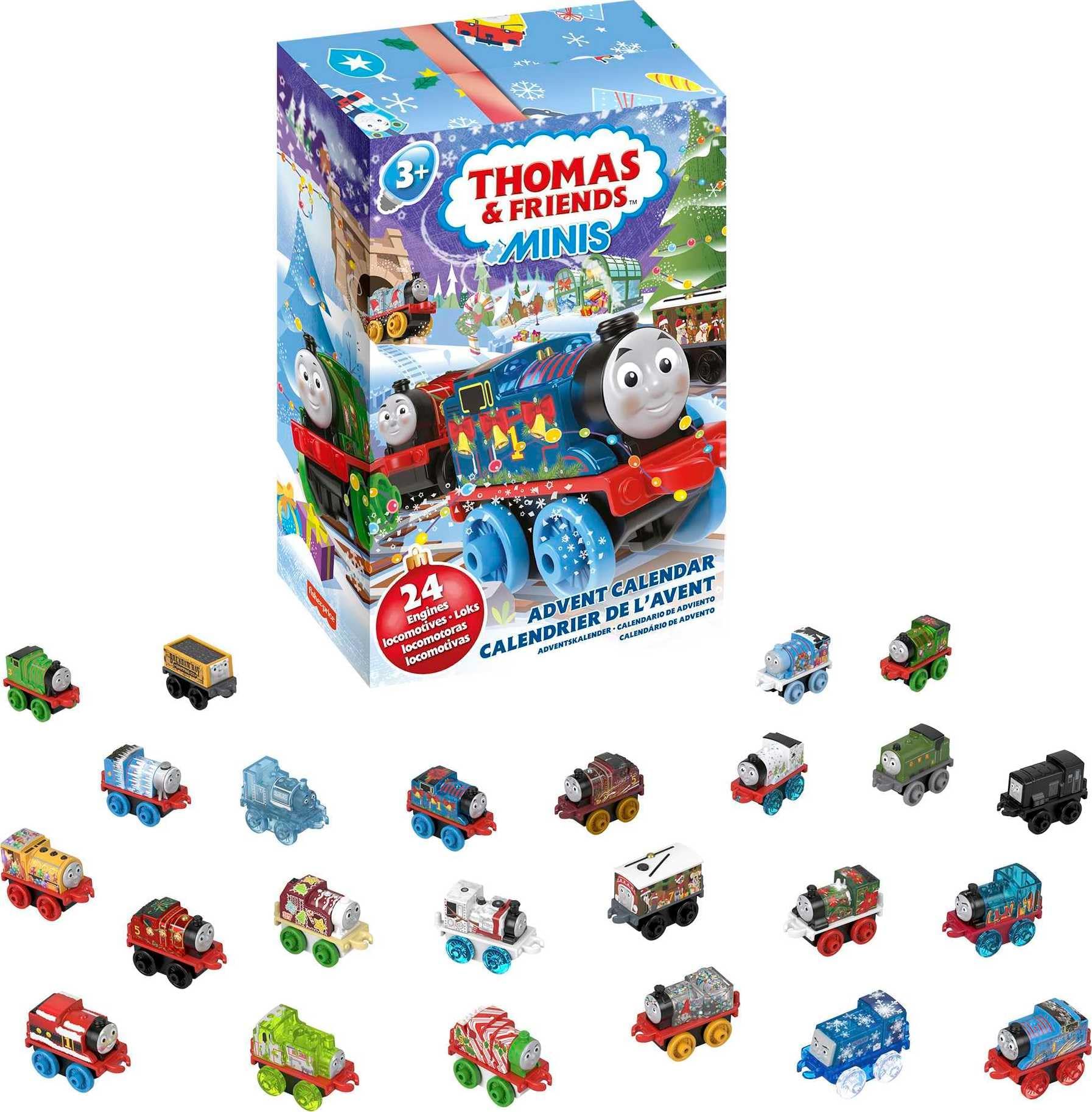 Thomas & Friends MINIS Advent Calendar, Christmas Gift, 24 Miniature Toy Trains and Vehicles for Preschool Kids, HRF89