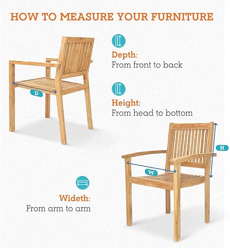 Miniatura 6 de EAGLE PEAK Juego de 2 cojines copetudos para silla de patio con respaldo alto para exteriores e interiores, 46 x 22 pulgadas, color beige