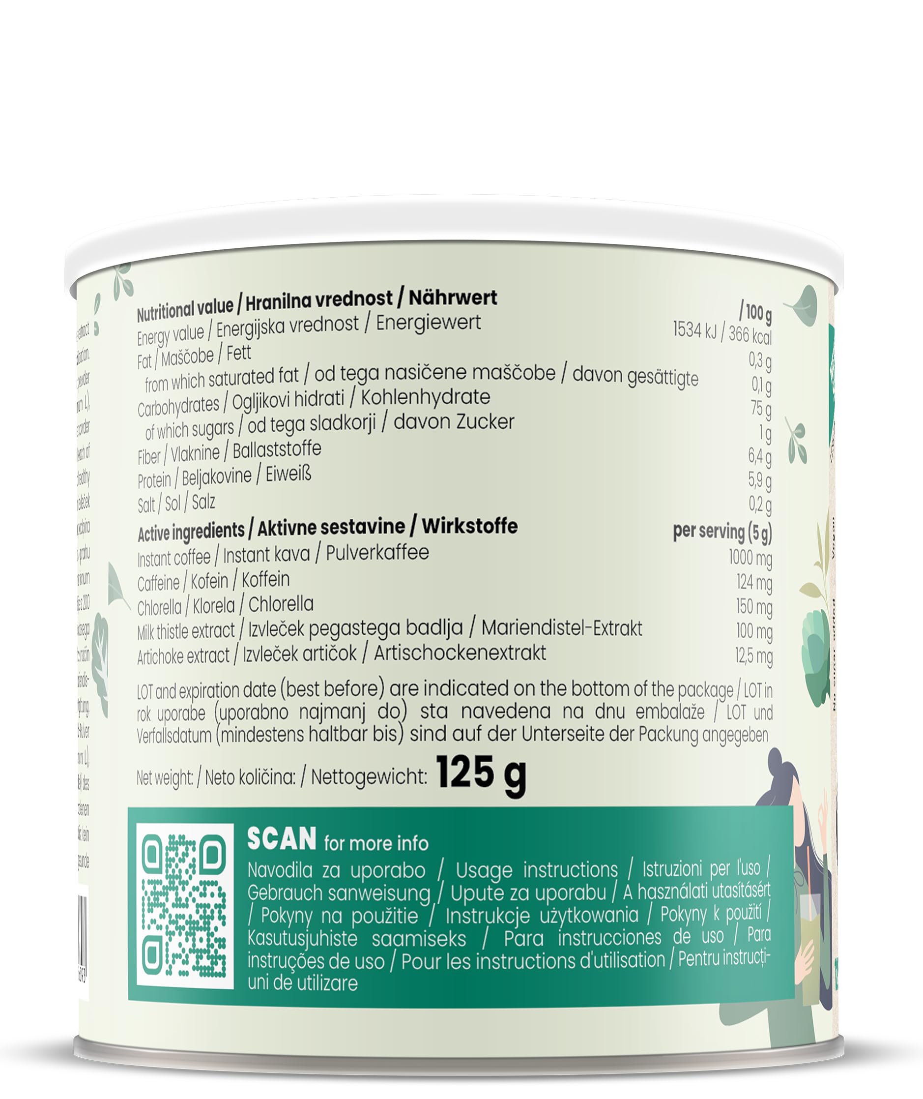 Nature's Finest Detox Coffee, Café Soluble 625 g (Paquete de 5) | café instantáneo con chlorella, cardo mariano y alcachofa - arábica suave - vegano - taza lista en 1 minuto