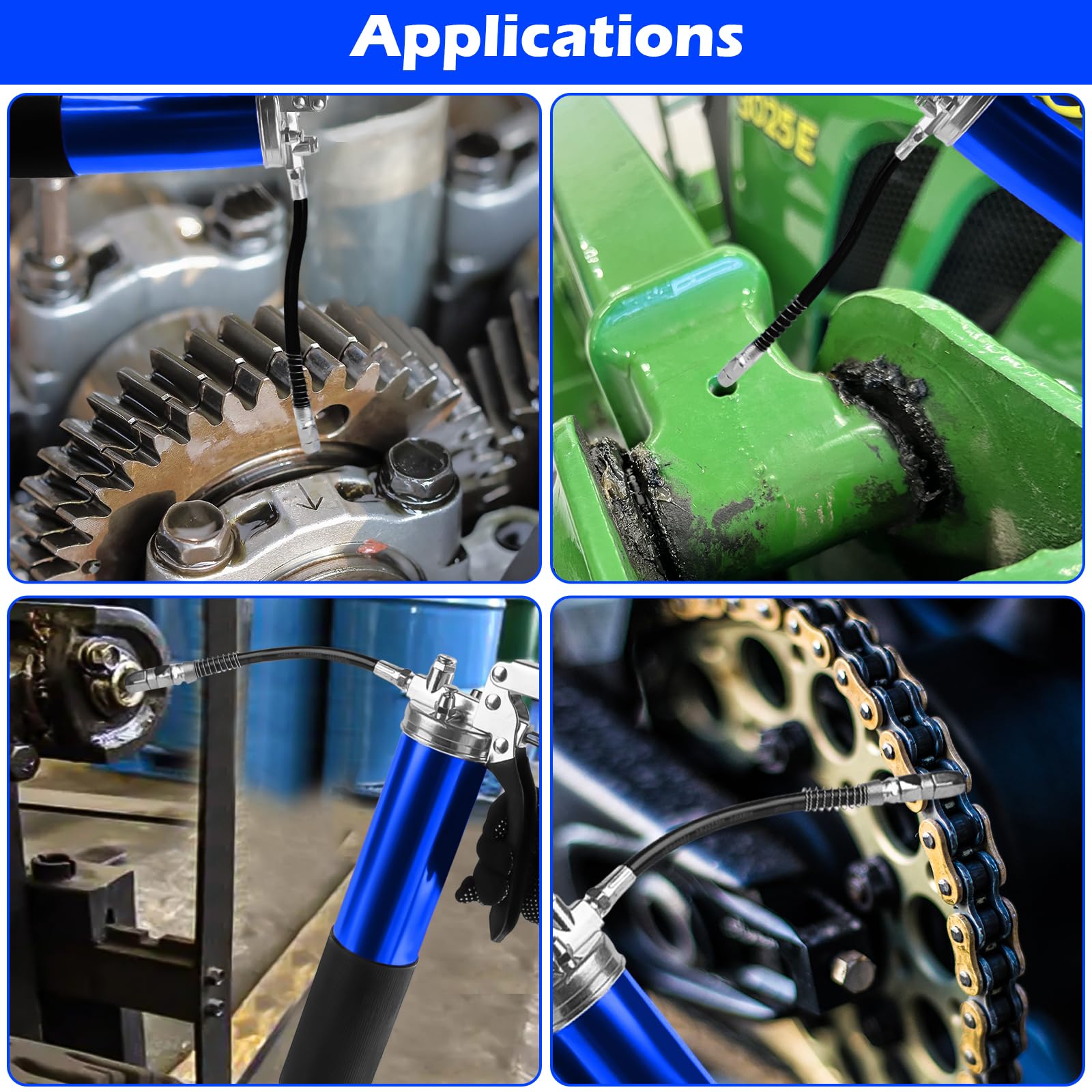 Ingrassatore Manuale 8000PSI Ingrassatore Professionale con Tubo Flessibile Tubo Metallico e G Pistola Grasso Accoppiatore Pistola per Grasso Manuale Adatto Cartucce da 400g - Blu
