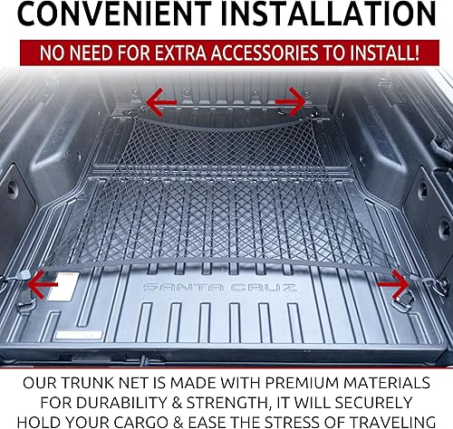 Miniatura 2 de Red de carga elástica estilo piso para Hyundai Santa Cruz 2022-2024  Organizadores y almacenamiento de maletero premium  Red de carga para caja de