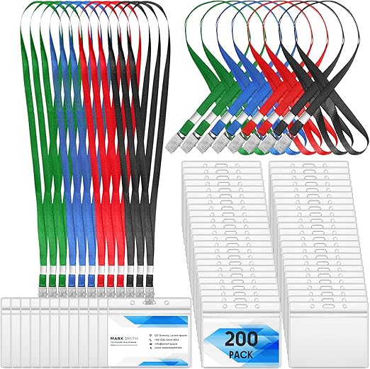200 Pcs Name Tags Clear Plastic Name Tag Badge ID Card and