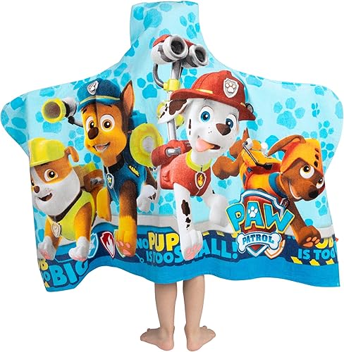 Miniatura 4 de Franco Toalla de rizo de algodón suave con capucha para niños para baño y playa, 24 x 50 pulgadas, Paw Patrol azul y Paw Patrol rosa para