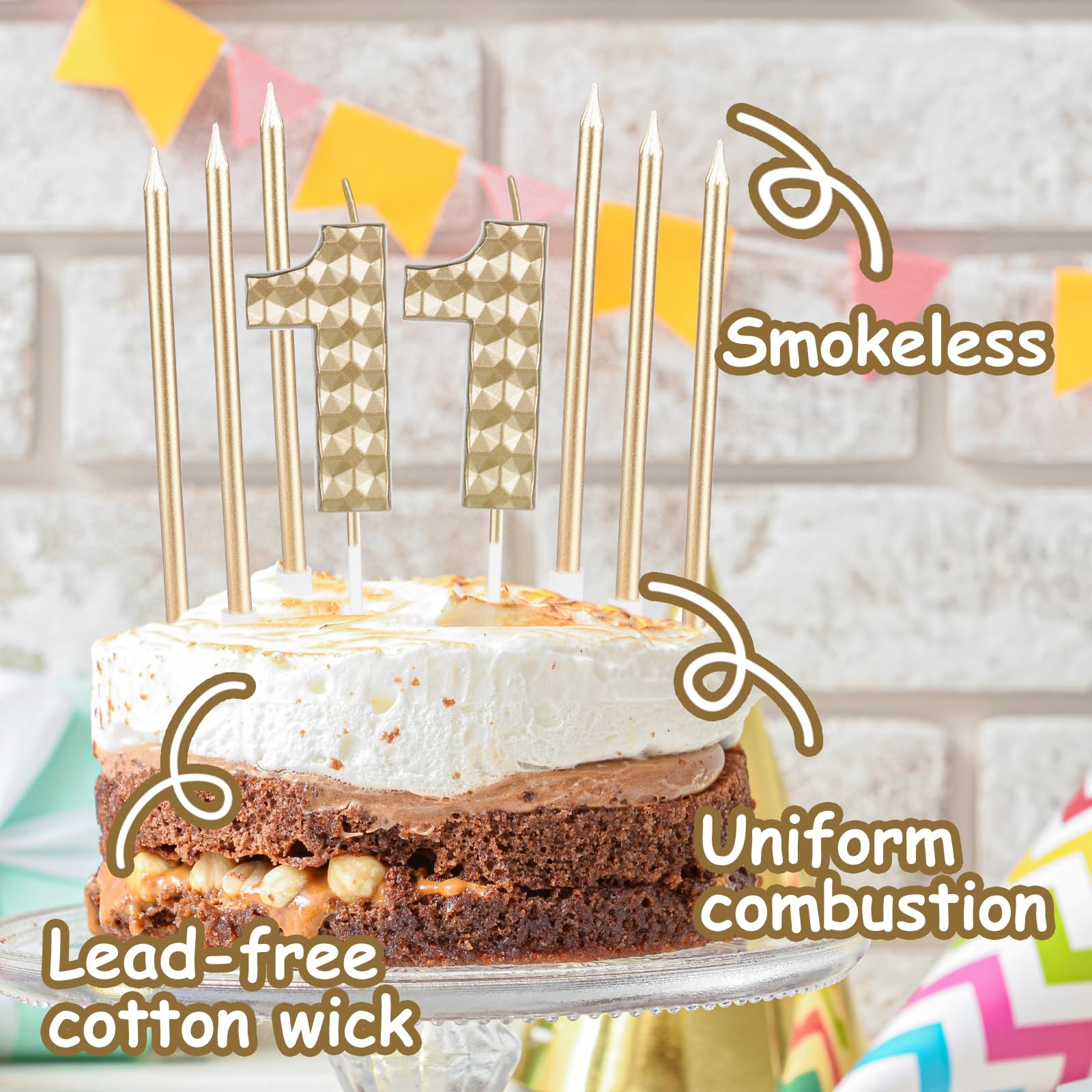 EAKE Bougies En Forme De Chiffre 3 Pour Gâteaux D'anniversaire, Bougies D'anniversaire Sur Le