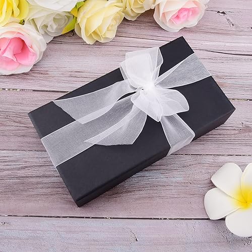 Miniatura 6 de Cinta de organza transparente de 1-12 pulgadas para envolver regalos, decoración de fiestas, 50 yardasrollo (blanco)