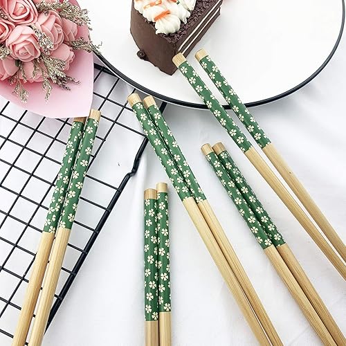 Miniatura 3 de JASHII 5 pares de palillos de bambú natural, reutilizables, estilo clásico japonés, palillos de madera, juego de regalo, aptos para lavavajillas,