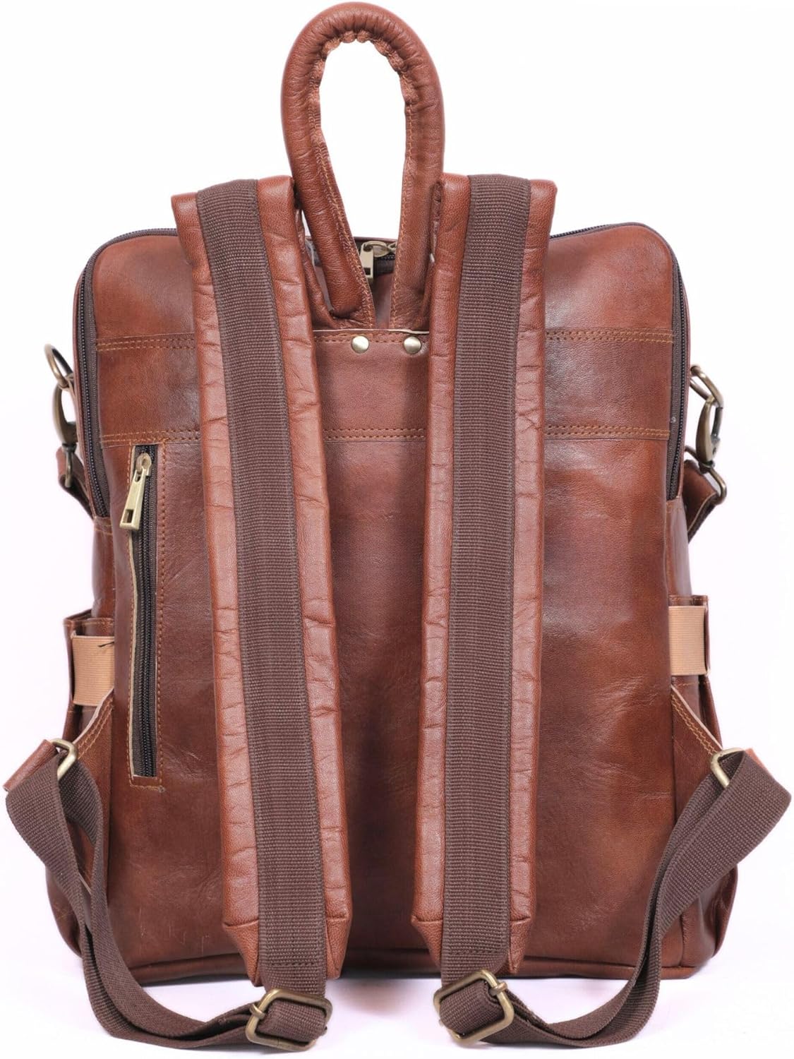 Genuine Leather Laptop Backpack for Women Designer Brown Leather Backpack Purse with 15.6-inch Laptop Computer Compartment Best for Work, Travel, and Daily Use - Image 8