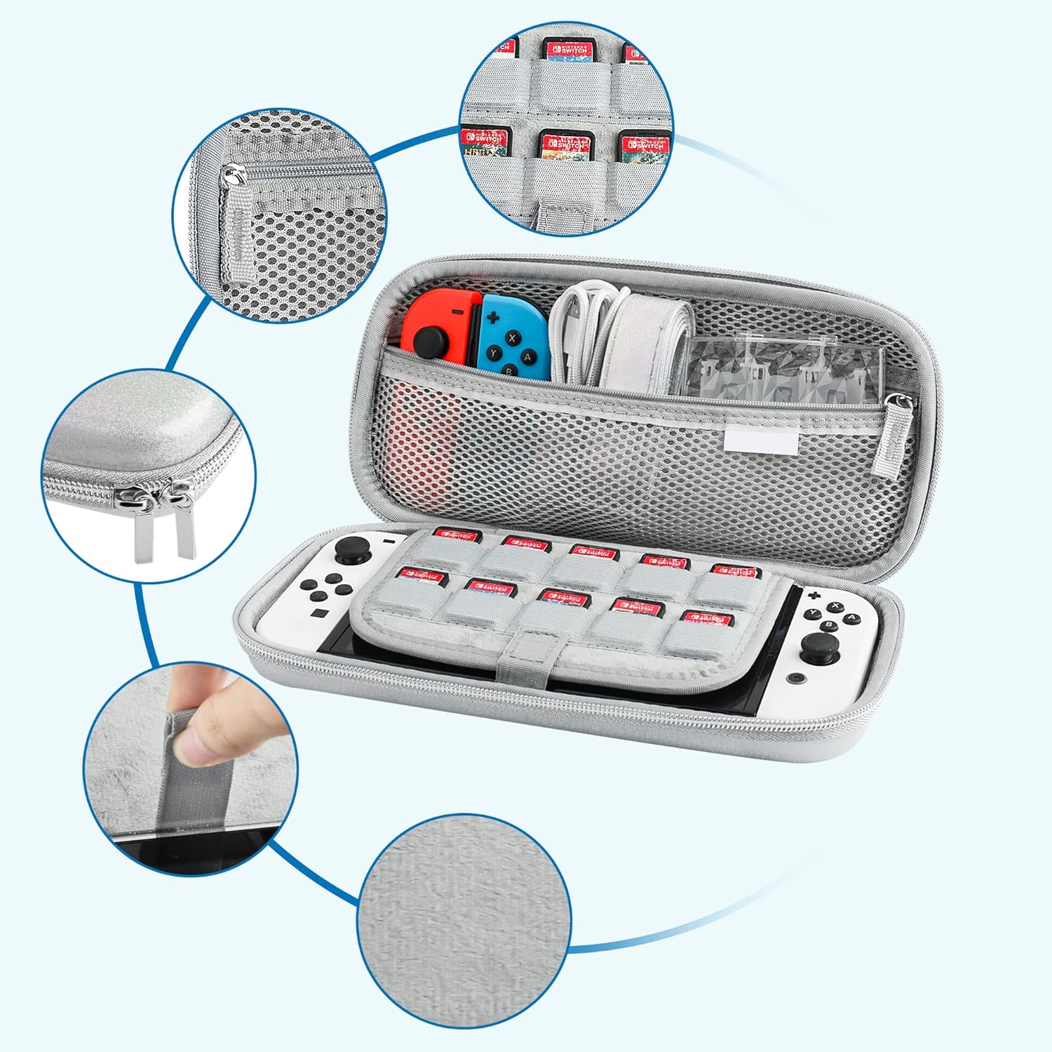 GLDRAM シルバー キャリーケースバンドル Nintendo Switch and Switch OLED トラベルキャリーアク
