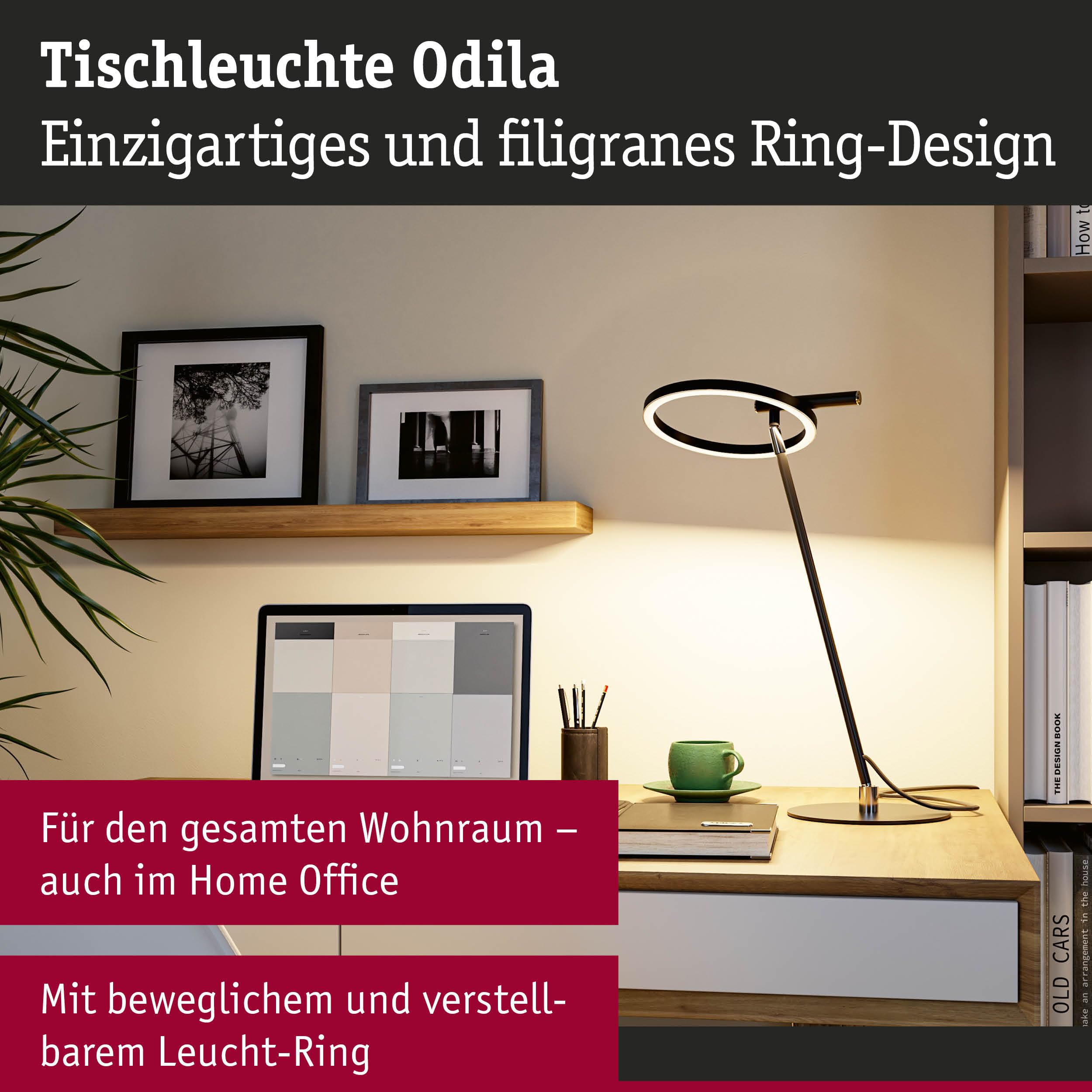Paulmann 71280 LED Schreibtischleuchte Odila Tunable White 650lm 10,4W Schwarz matt, Chrom