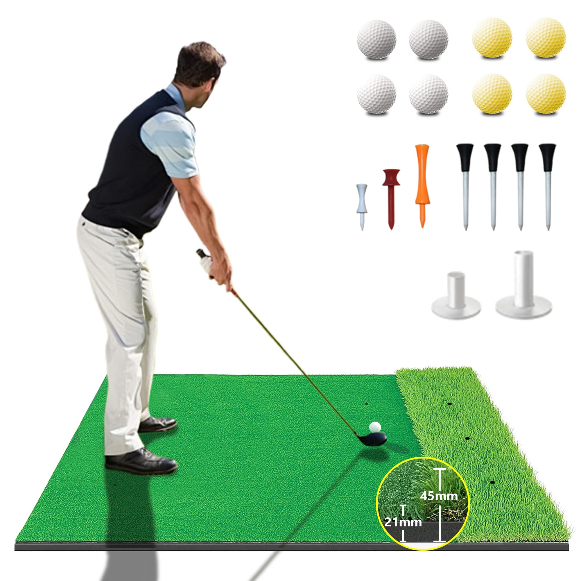 Premium Dual-Turf Golf Mats Practice Outdoor Indoor, 5x4 ft Golf Hitting Mat, Golf Training Swing Chipping Mat, Golf Practice Mat Gifts for Men Boy