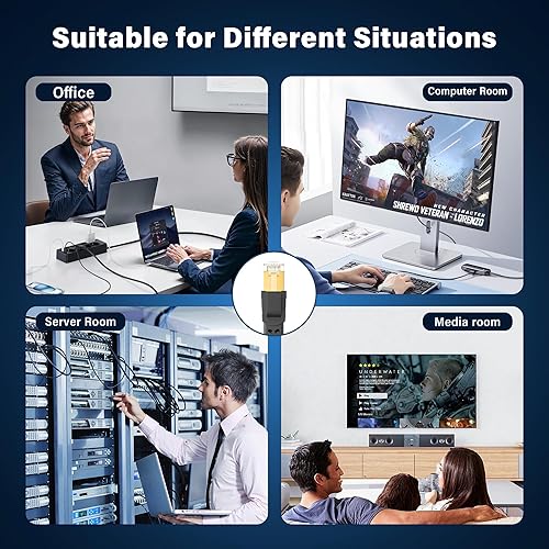 Miniatura 8 de Cable Ethernet Cat 8 de 20 pies, cable de conexión de red LAN Cat8 resistente de alta velocidad trenzado de nailon, 40 Gbps 2000 Mhz SFTP RJ45