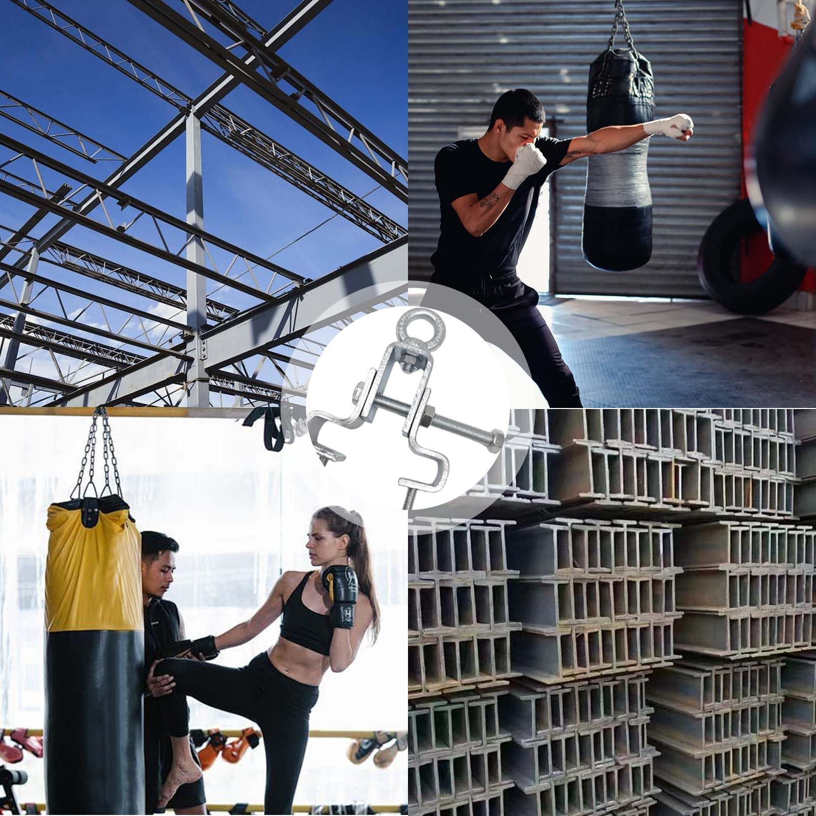 Soporte para saco de boxeo Gancho I-Beam Colgador de Acero para vigas de alta resistencia con soportes de montaje