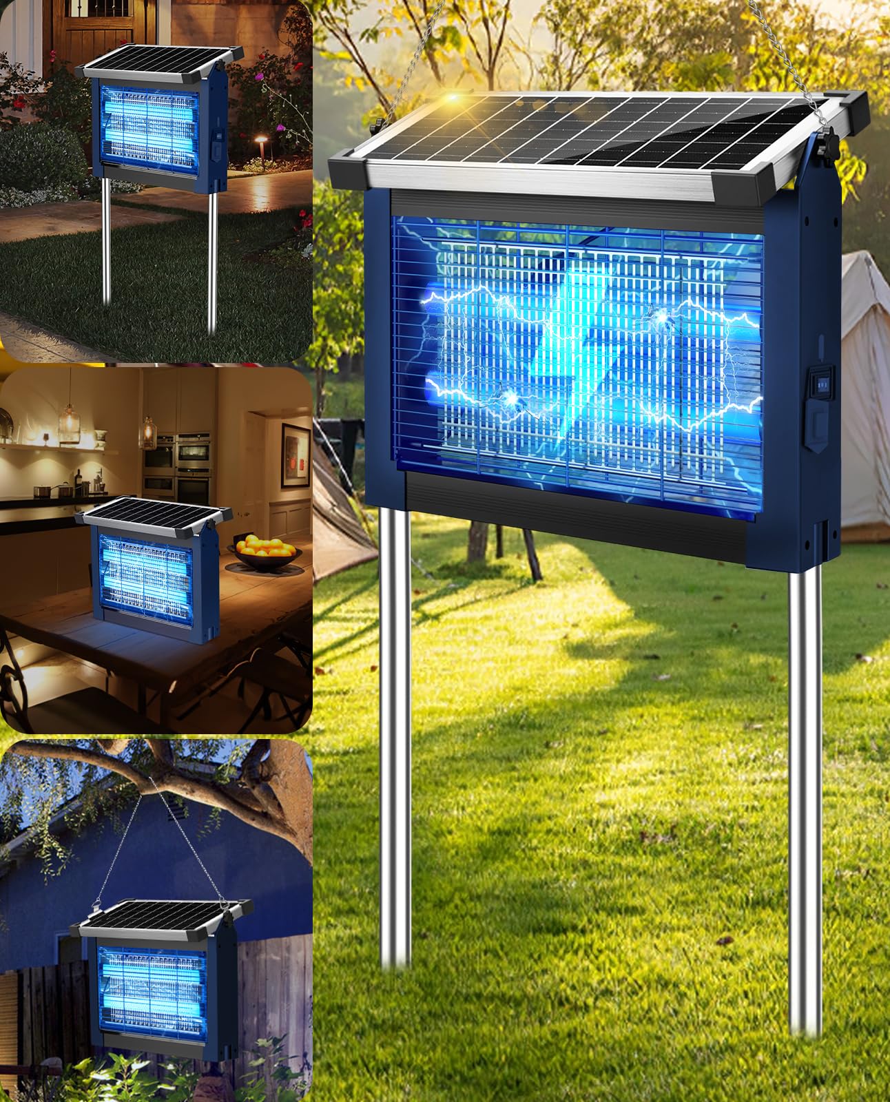 Phatroyyee Solar Bug Zapper Outdoor, 4500V Mosquito Zapper Outdoor Patio
