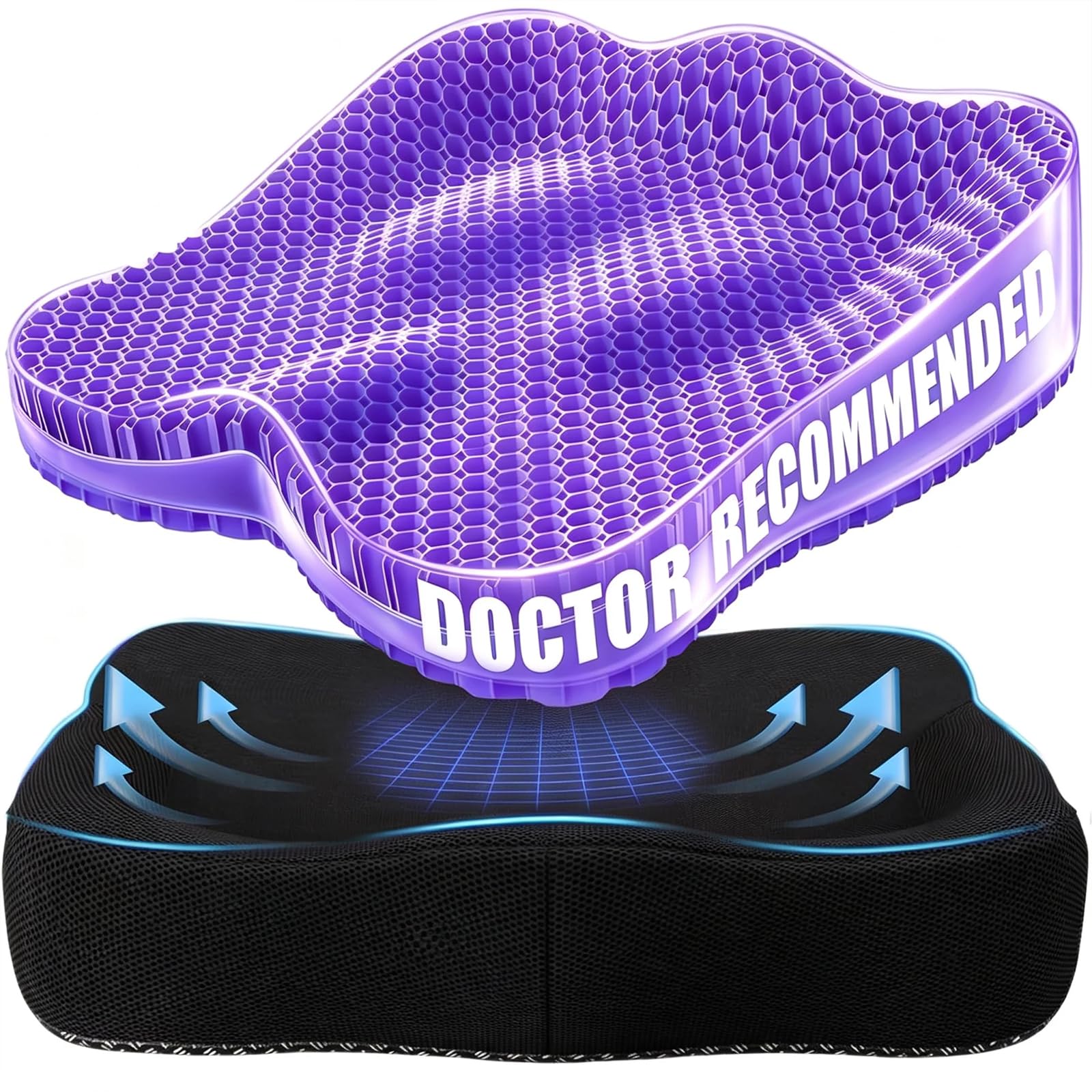 Gel Seat Cushion, Honeycomb Office Chair Seat Cushion Pads for Long Sitting