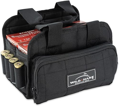 Wild Hare Shooting Gear Portabicicletas para 4 cajas duraderas y resistentes al agua, bolsillo lateral grande para accesorios, color negro