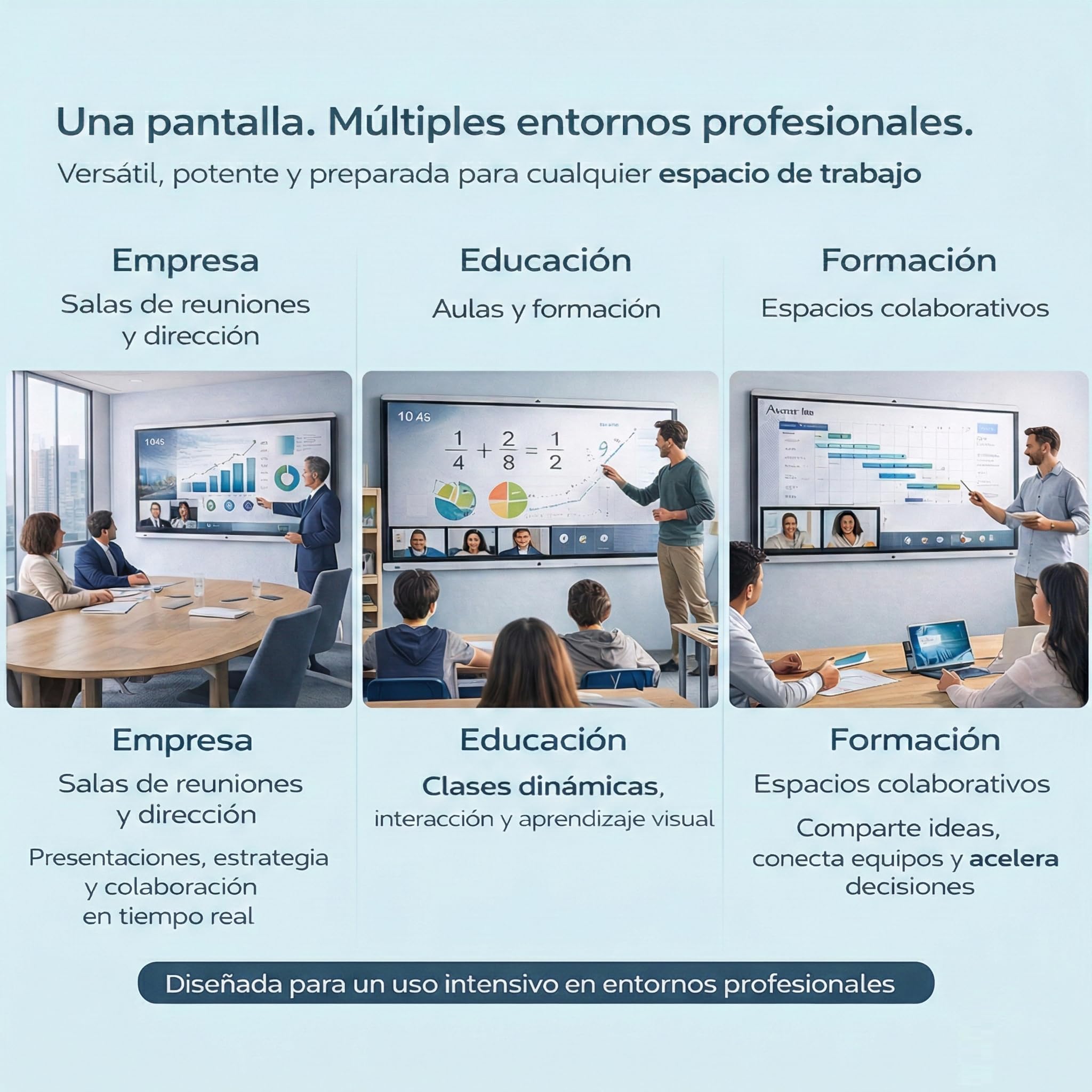 ADOC Pantalla Interactiva 86” E860 Pro 4K UHD | Multitáctil | Android 11 | cámara Frontal | WiFi 6 | Bluetooth 5.0 | Altavoces Integrado | USB-C 65W | HDMI | Panel Profesional Empresas y Eventos