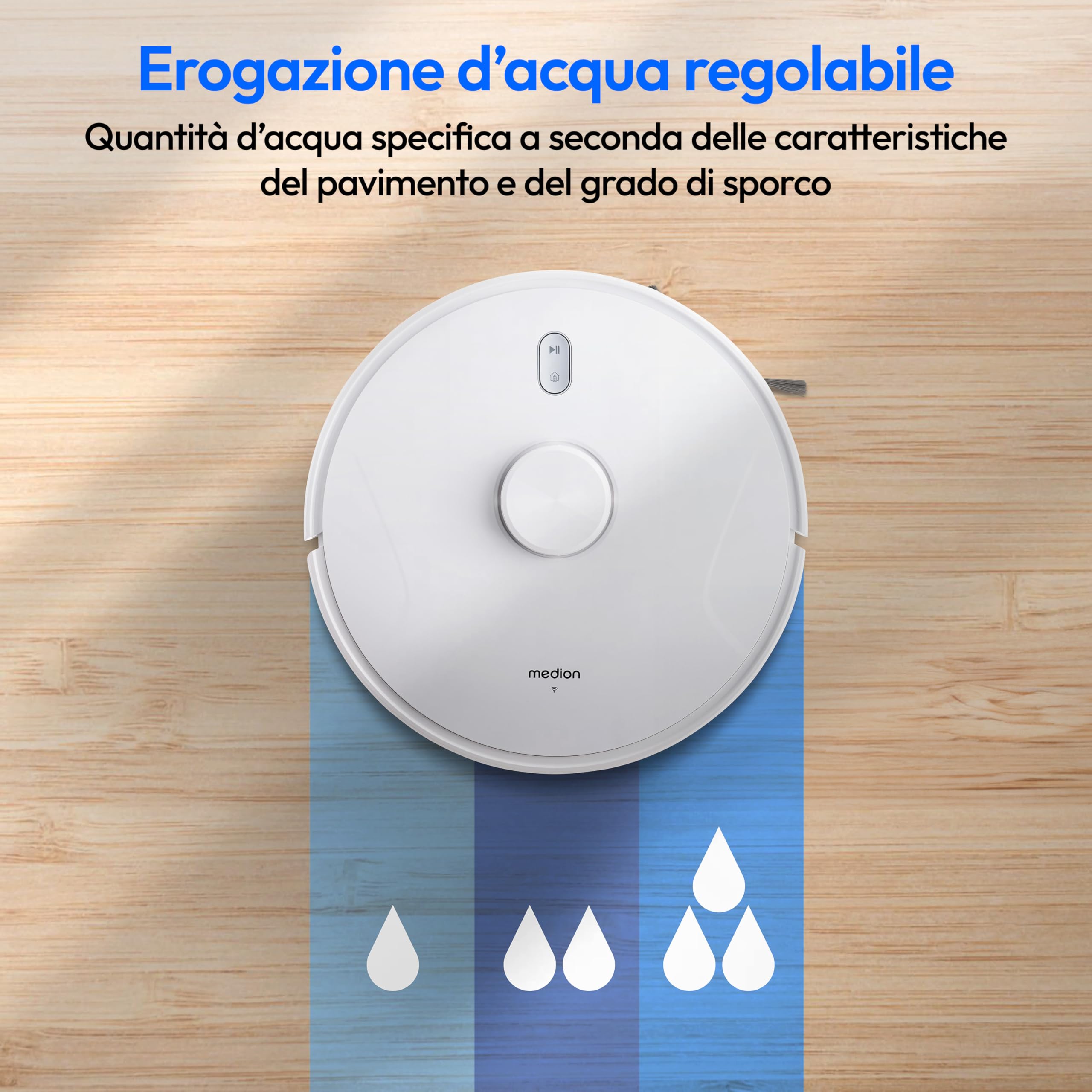 MEDION Aspirapolvere robot con navigazione laser e funzione di pulizia X41 SW (potente potenza di aspirazione di 8000Pa, aspirapolvere robot 2in1, mappatura precisa, aree Go & No Go, più piani)