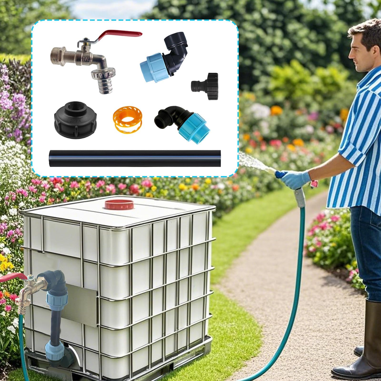 Adaptador de tanque de agua, extensión de manguera, conector de válvula rápida sin goteo para grifo, perfecto para el hogar, taller, jardín, patio, almacenamiento al aire libre