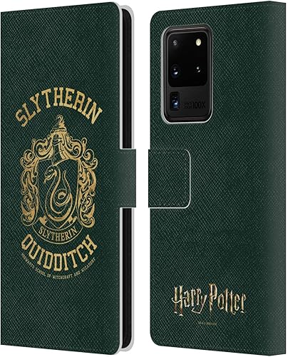 Head Case Designs Funda de piel con licencia oficial de Harry Potter Slytherin Quidditch Deathly Hallows X para Samsung Galaxy S20 Ultra 5G