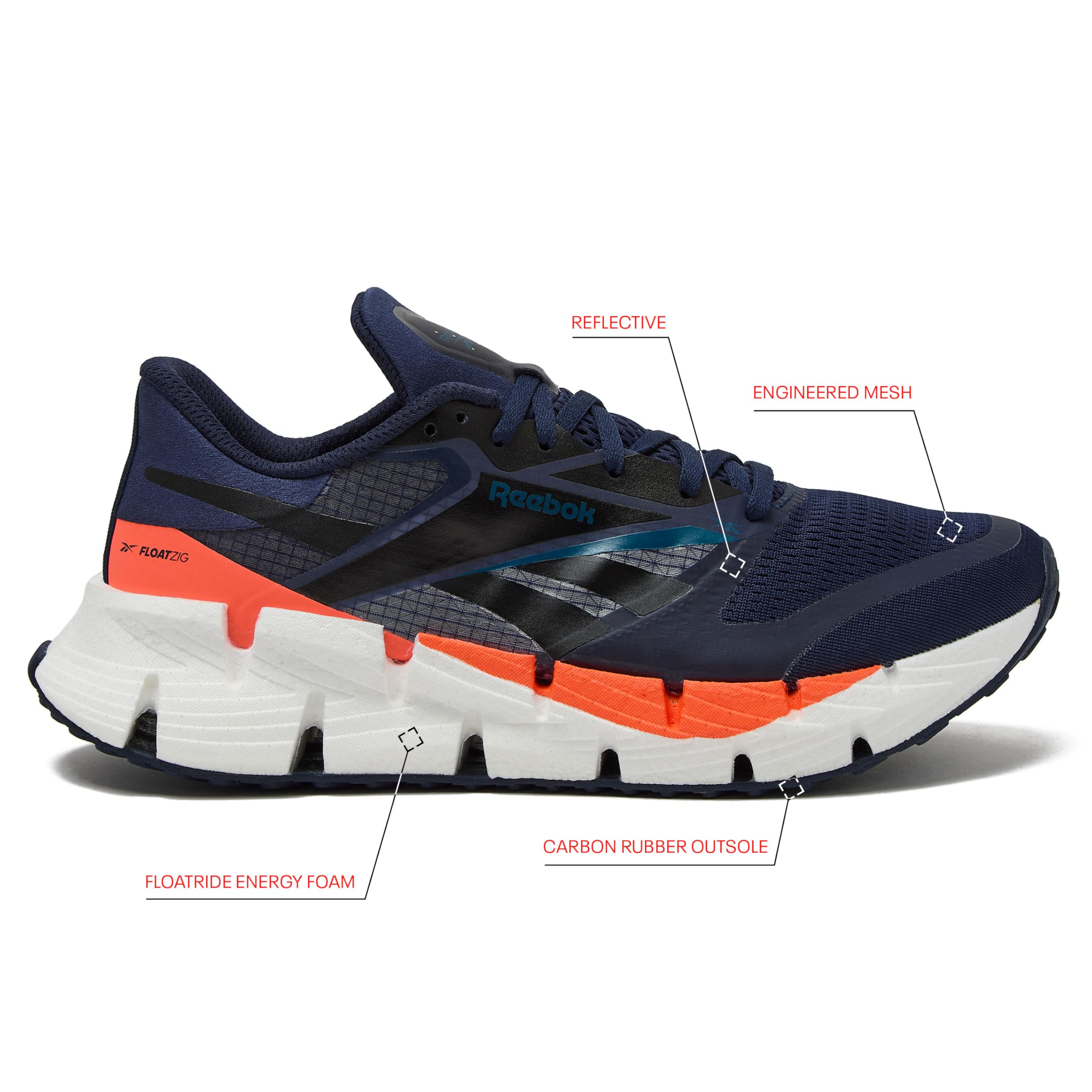 Reebok Sneakersy męskie Floatzig 1, Wektor granatowy ucieczka niebieski doładowany koral, 44.5 EU