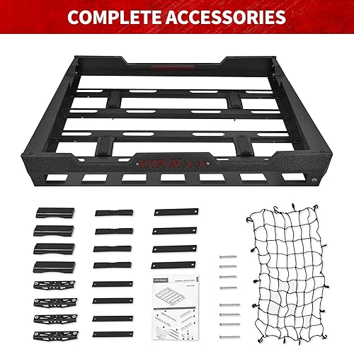 Miniatura 6 de YITAMOTOR Cesta de carga universal para techo de 47 x 36 pulgadas con red de carga cesta de acero para techo soporte de equipaje para subcompacto
