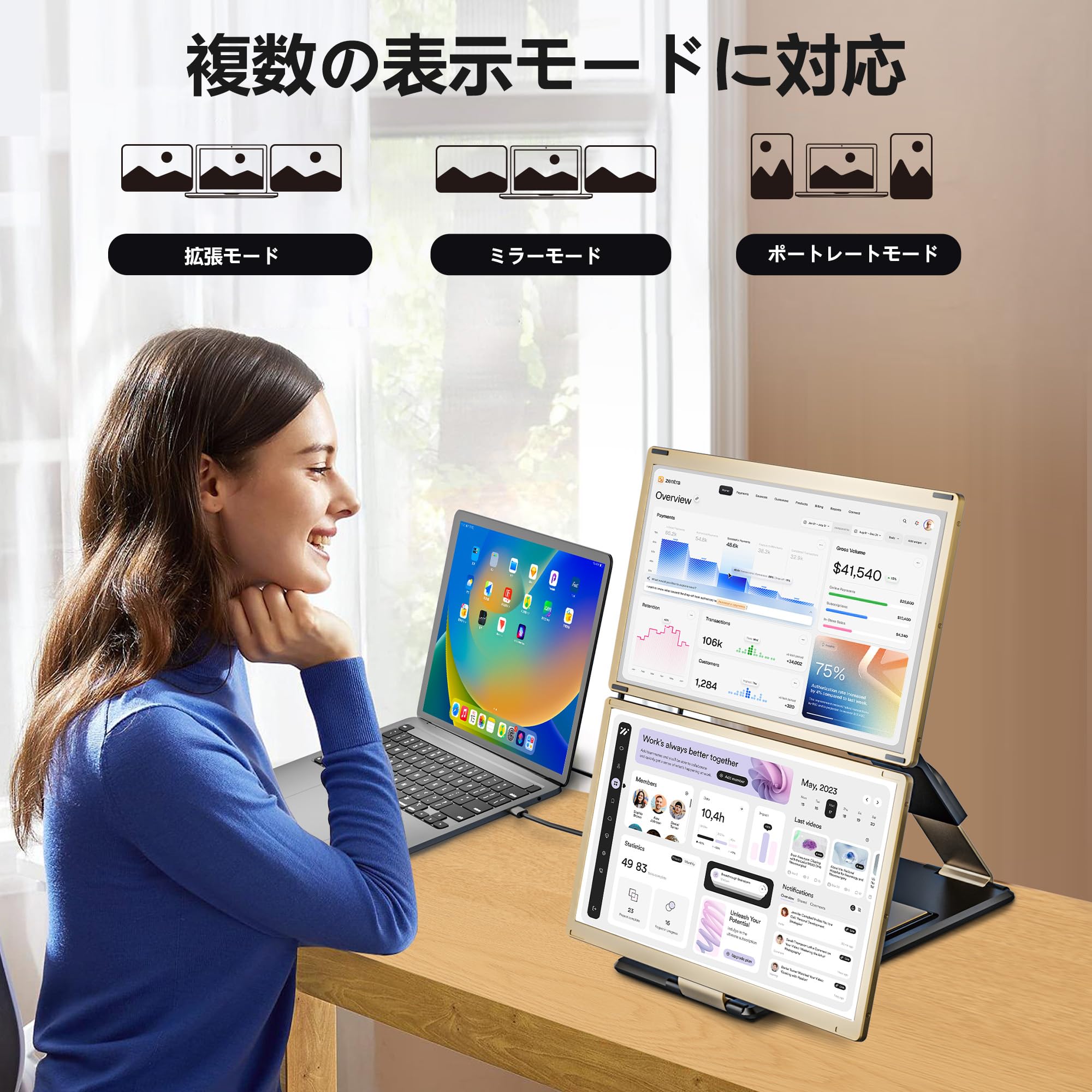 Amazon.co.jp: Laptomo トリプルモニター 15.6インチ FHD 1080P
